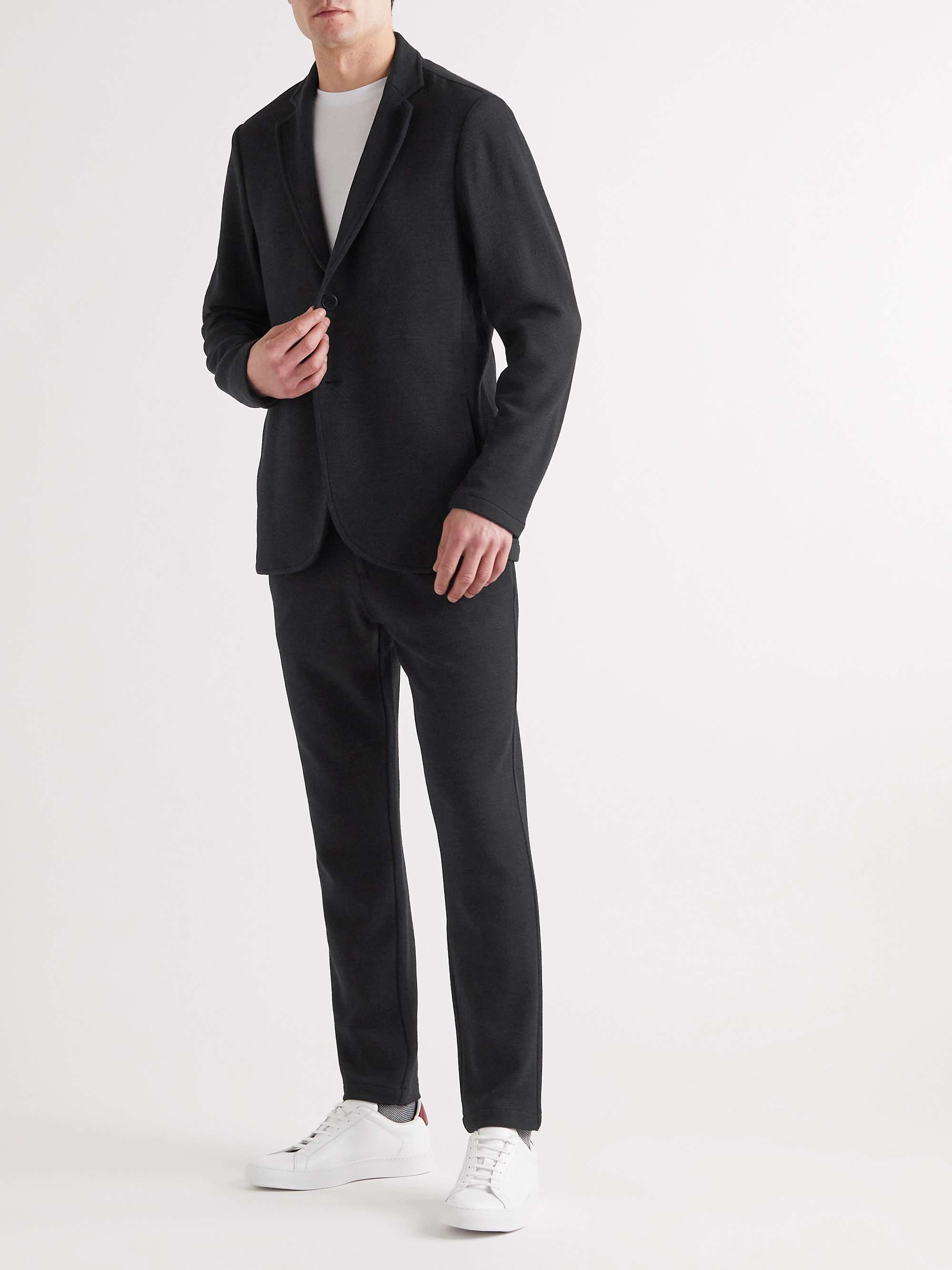 Charcoal Luxe Lounge Merino Wool-Jersey Blazer | HAMILTON AND HARE | MR ...