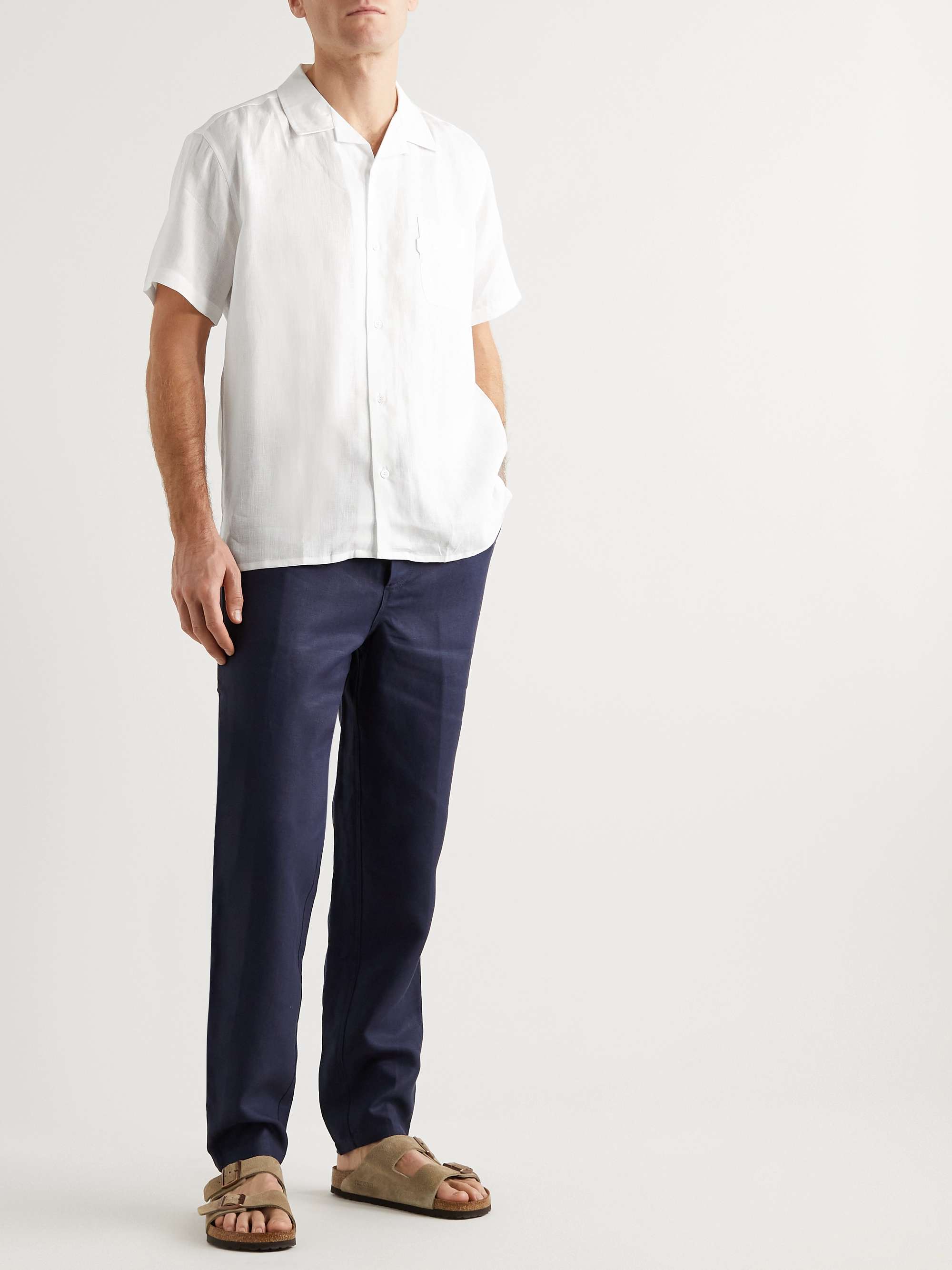 DEREK ROSE Monaco Camp-Collar Linen Shirt for Men | MR PORTER