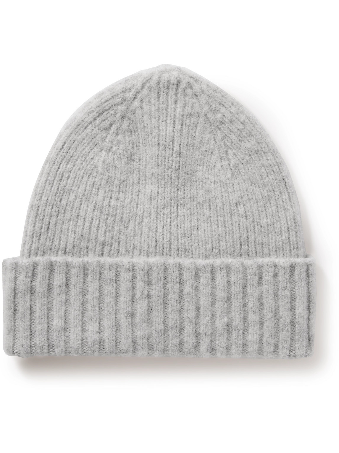 Shop Mr P Ribbed Brushed-lambswool Beanie In Gray