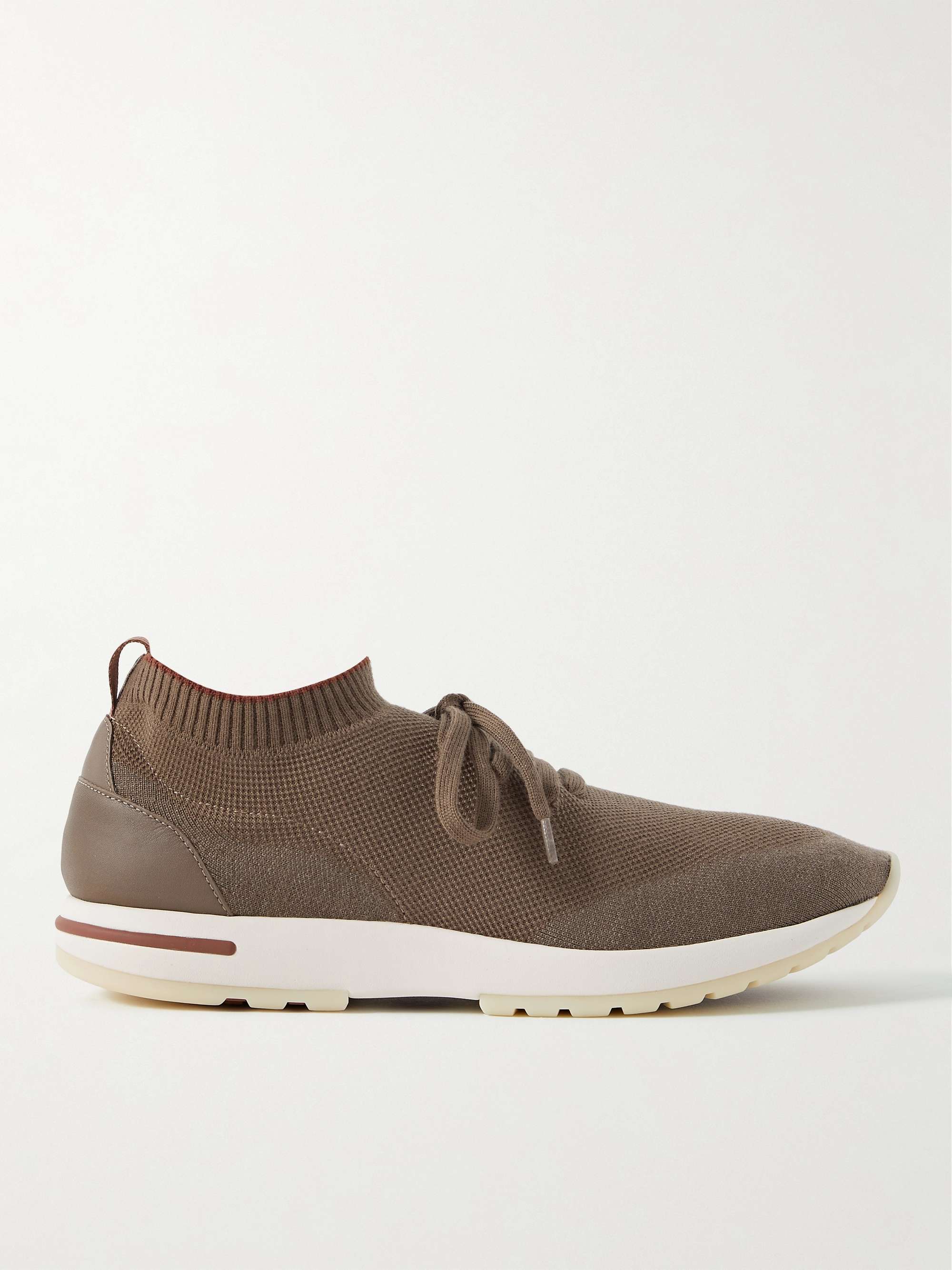 LORO PIANA 360 Flexy Walk Leather-Trimmed Knitted Wool Sneakers | MR PORTER