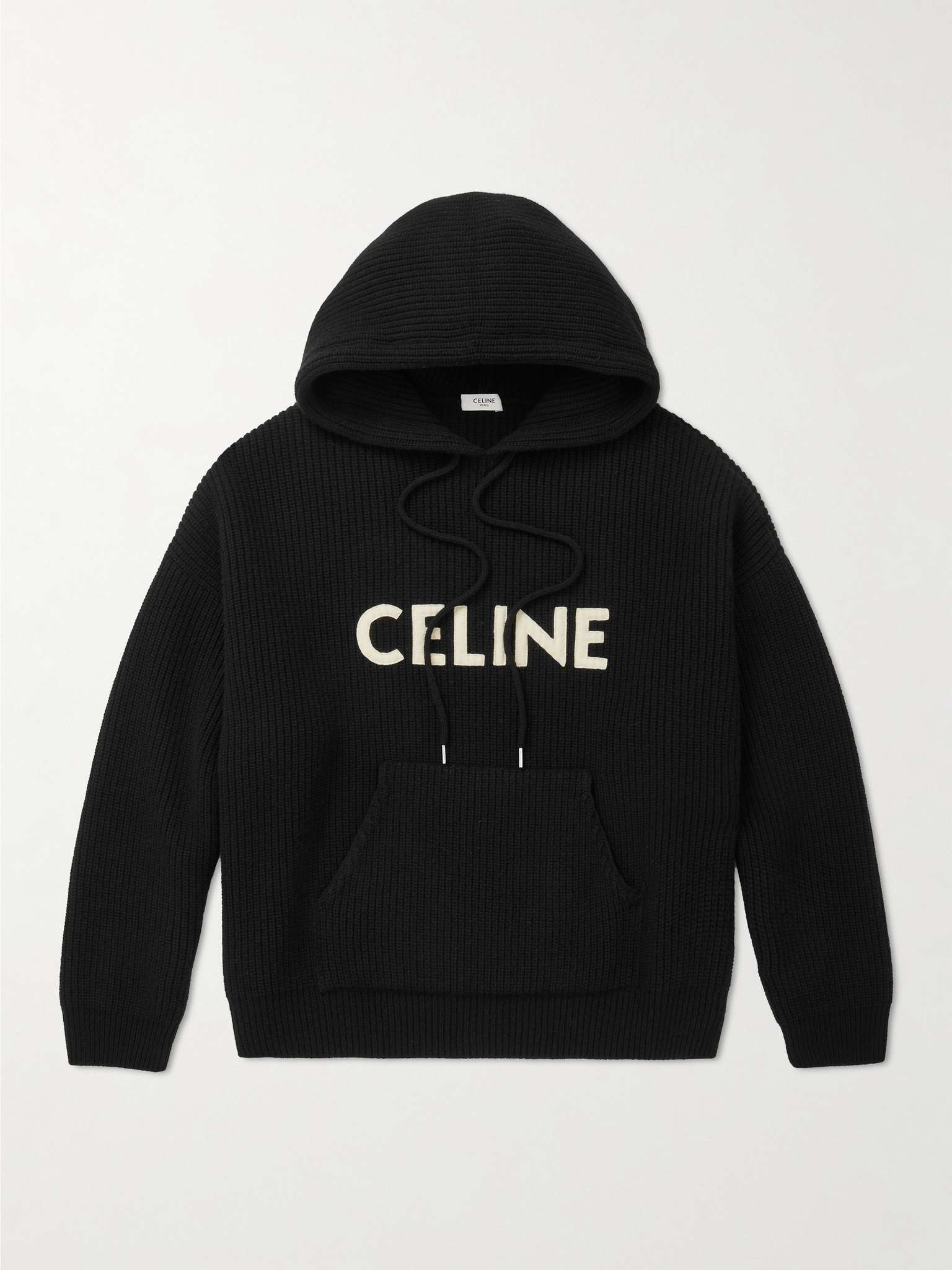 CELINE HOMME Logo-Intarsia Wool Hoodie for Men | MR PORTER