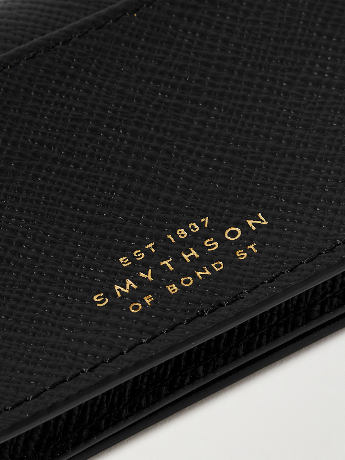 Shop Smythson Panama Cross-grain Leather Bifold Cardholder In Black