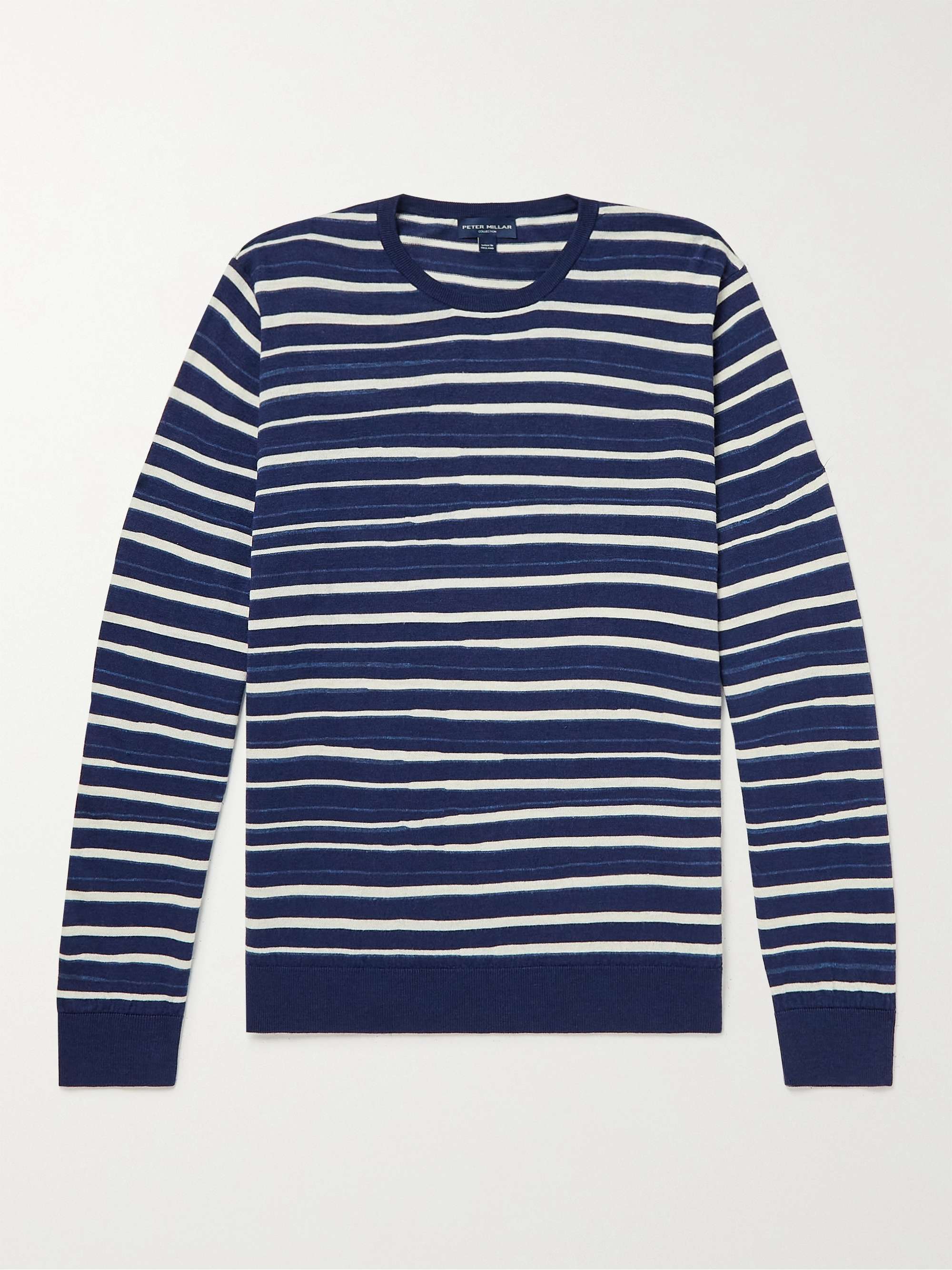 PETER MILLAR Offshore Striped Wool, Silk and Linen-Blend Sweater for Men |  MR PORTER