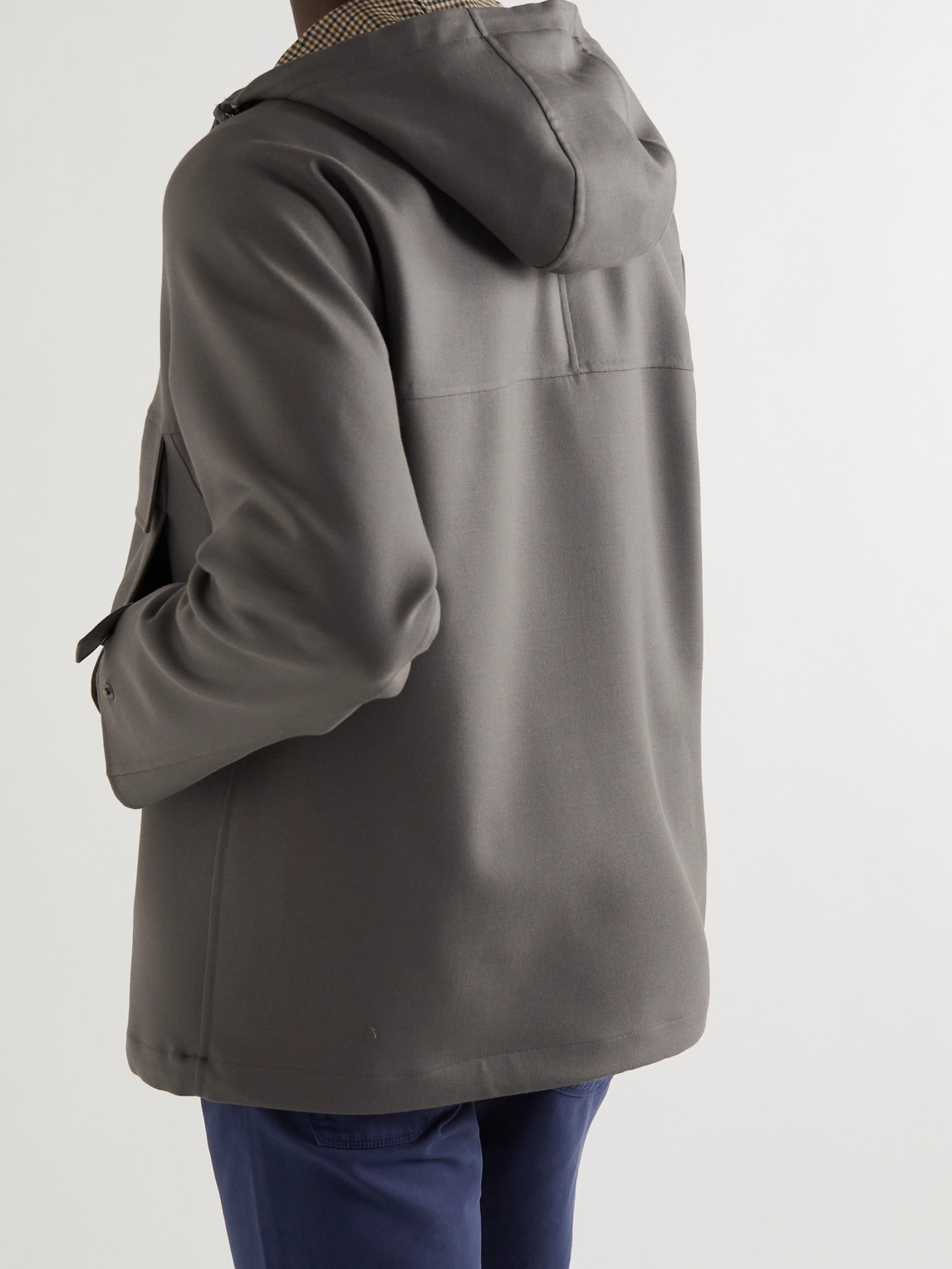 Shop Loro Piana Holburn Rain System Stretch-wool Hooded Jacket In Gray