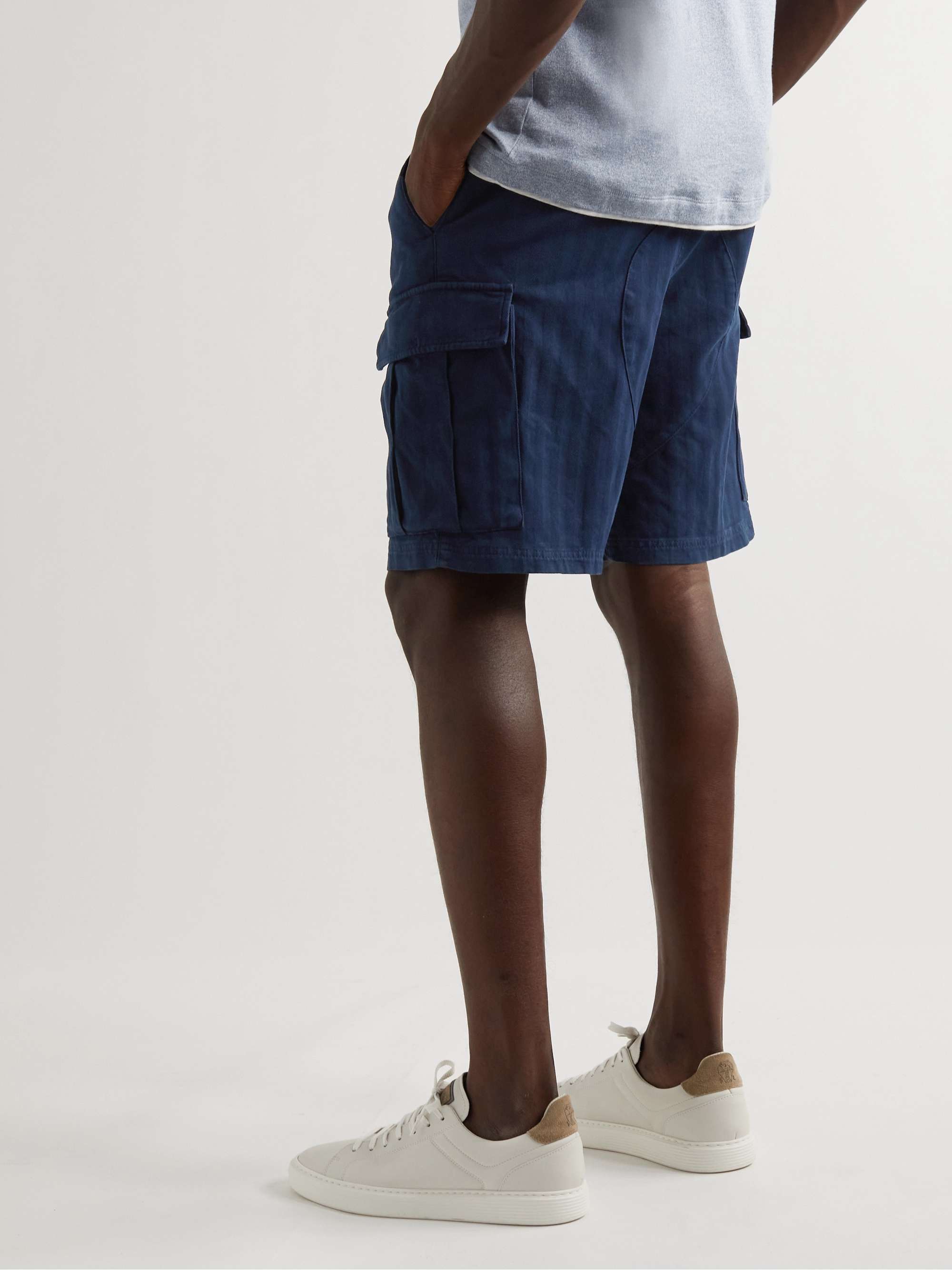BRUNELLO CUCINELLI Straight-Leg Garment-Dyed Herringbone Cotton-Blend Cargo  Shorts for Men | MR PORTER
