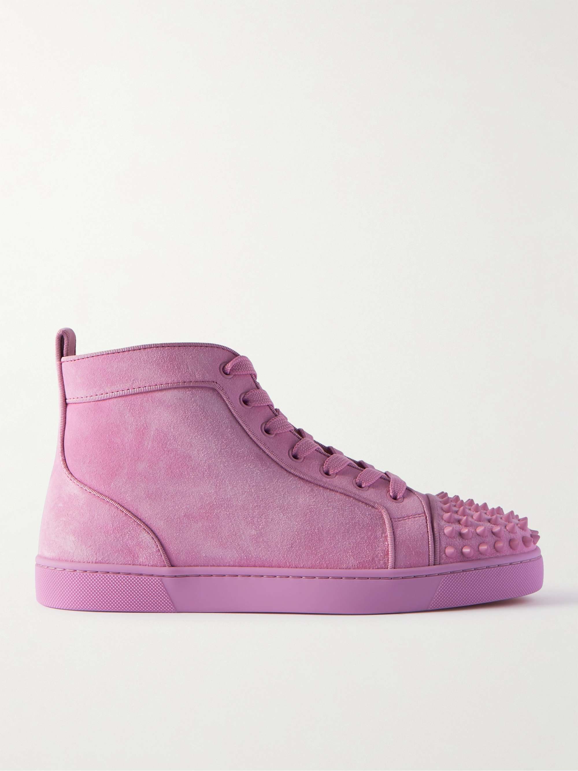 CHRISTIAN LOUBOUTIN Louis Orlato Grosgrain-Trimmed Suede High-Top Sneakers  | MR PORTER