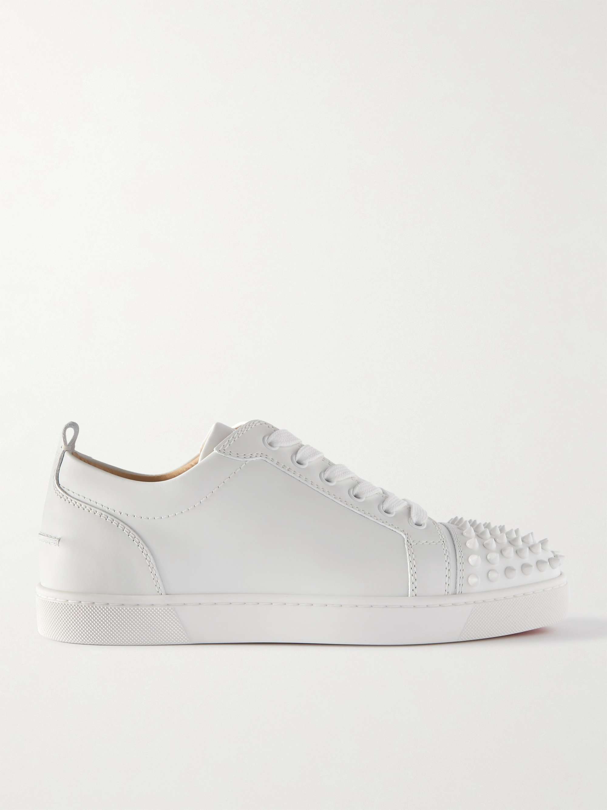 White Louis Junior Spikes Cap-Toe Leather Sneakers | CHRISTIAN LOUBOUTIN |  MR PORTER