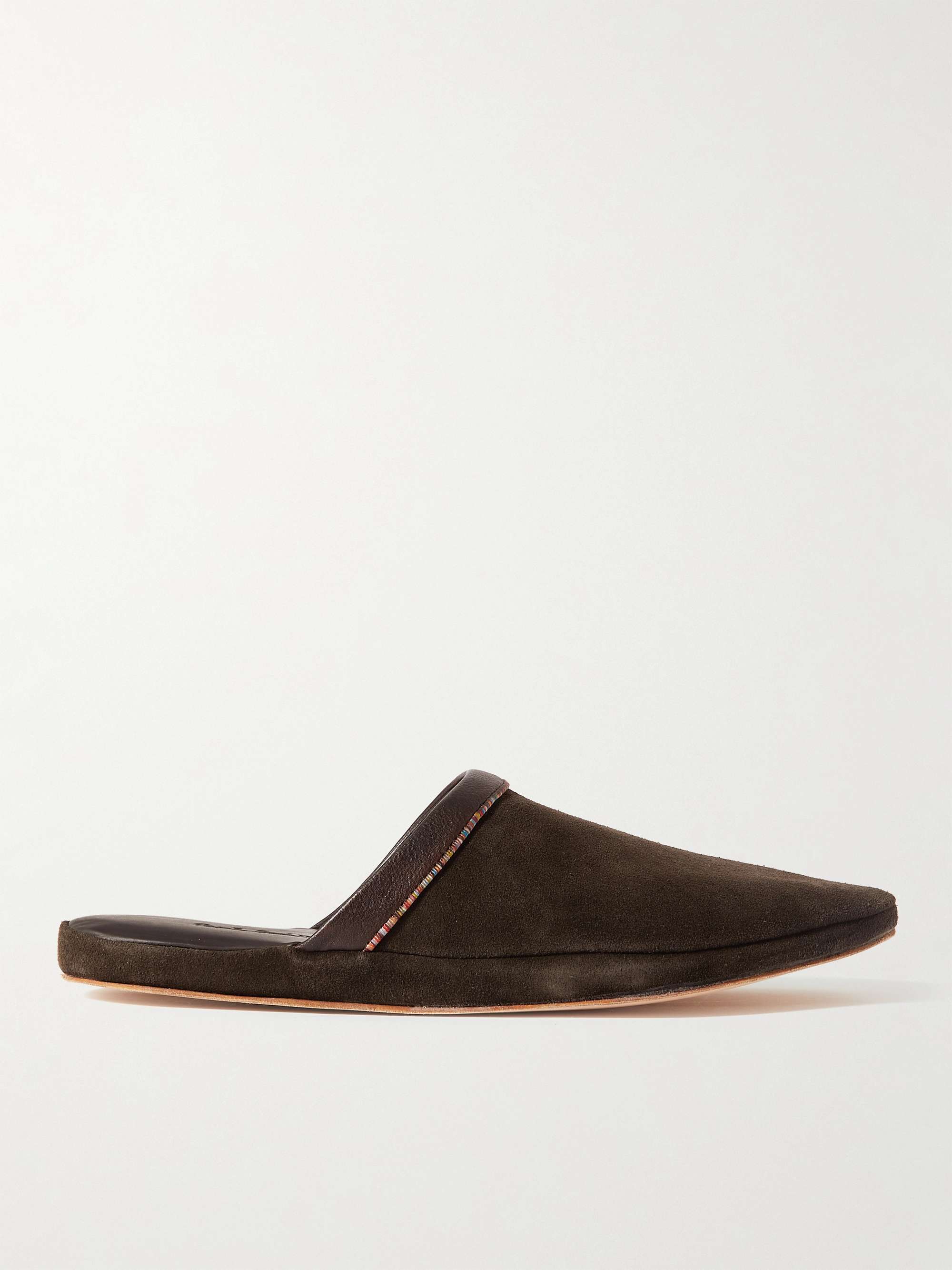 PAUL SMITH Striped Leather-Trimmed Suede Slippers for Men | MR PORTER