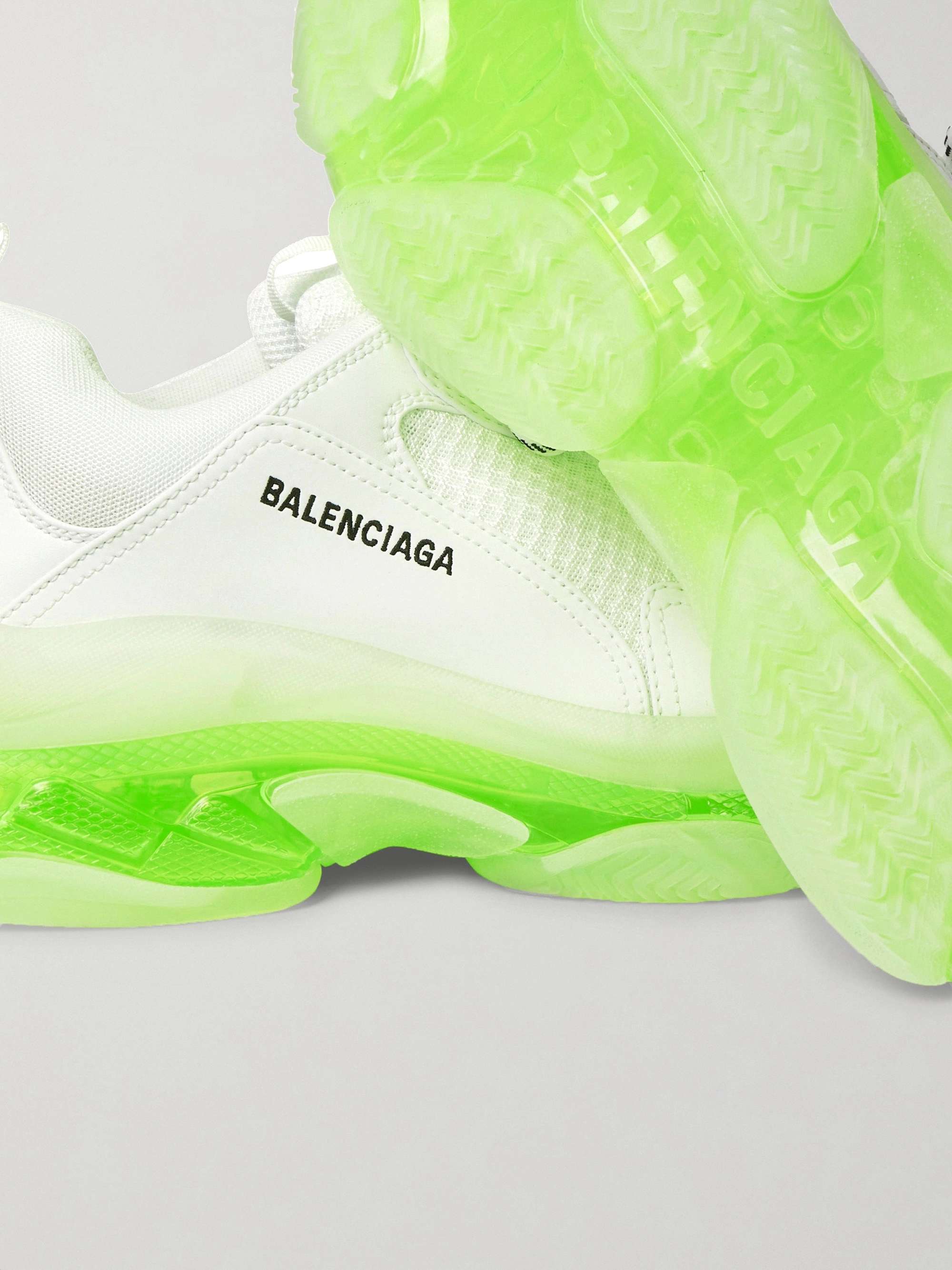 BALENCIAGA Triple S Clear Sole Mesh and Leather Sneakers for Men | MR PORTER