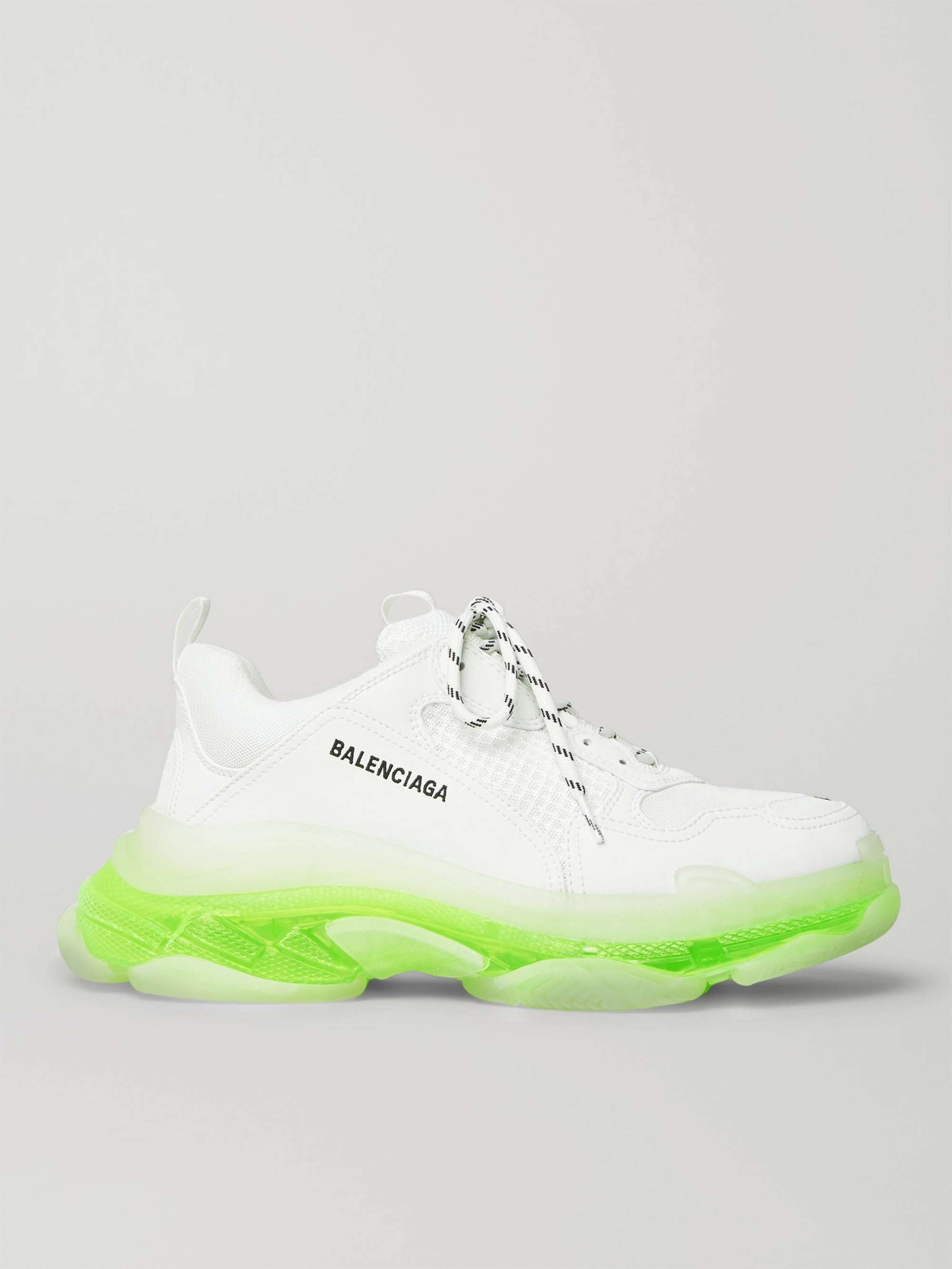 BALENCIAGA Triple S Clear Sole Mesh and Leather Sneakers | MR PORTER