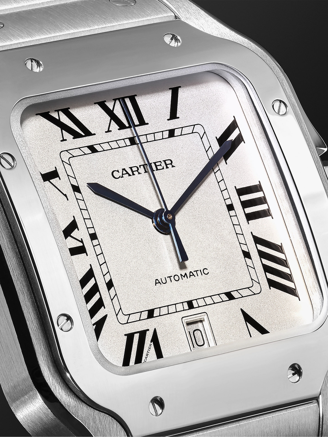 Shop Cartier Santos Automatic 39.8mm Interchangeable Stainless Steel And Leather Watch , Ref. No. Wssa0009 In White