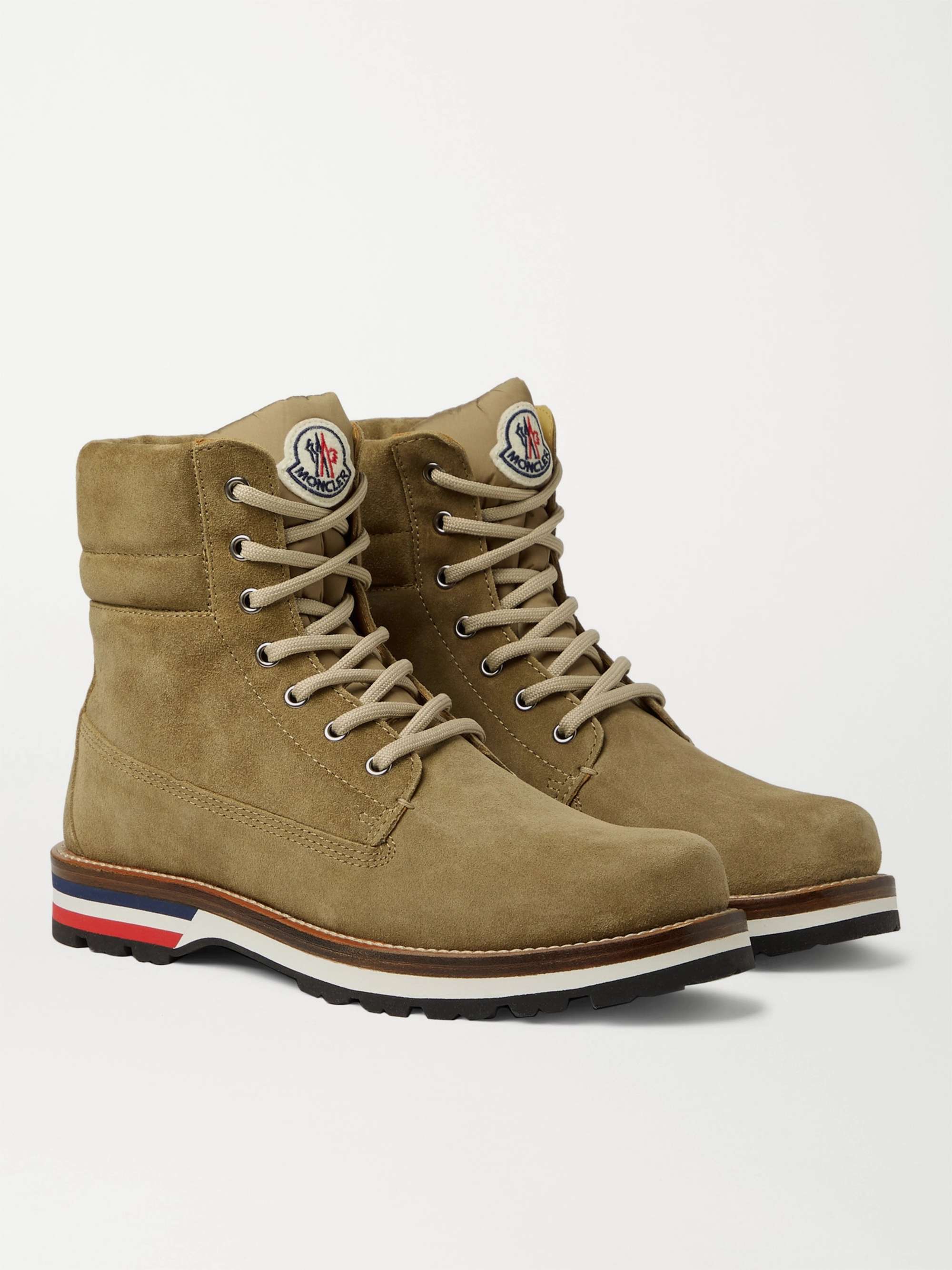 MONCLER Vancouver Striped Suede Hiking Boots | MR PORTER