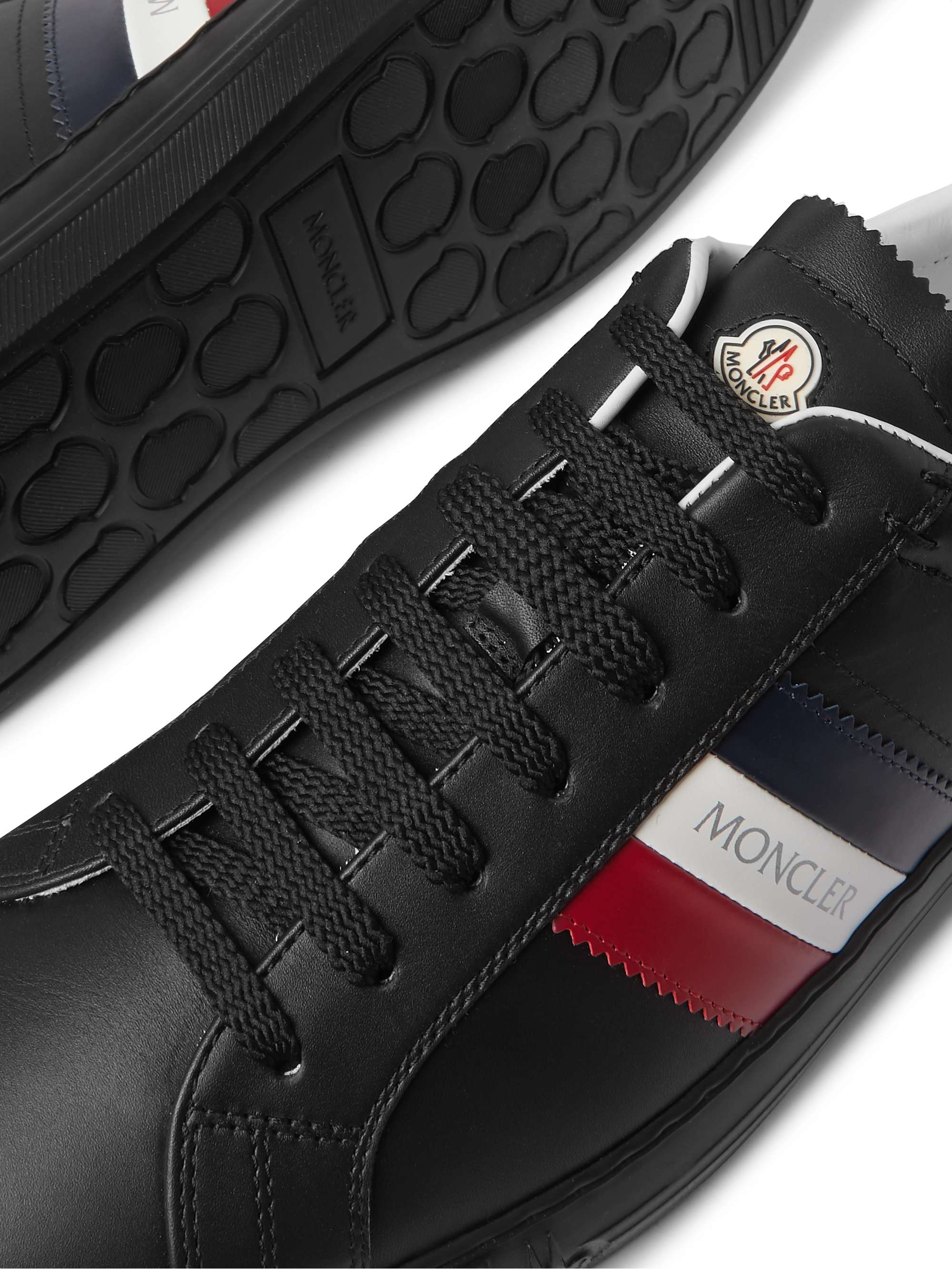 أسود حذاء سنيكرز New Monaco من الجلد المخطّط | MONCLER | MR PORTER
