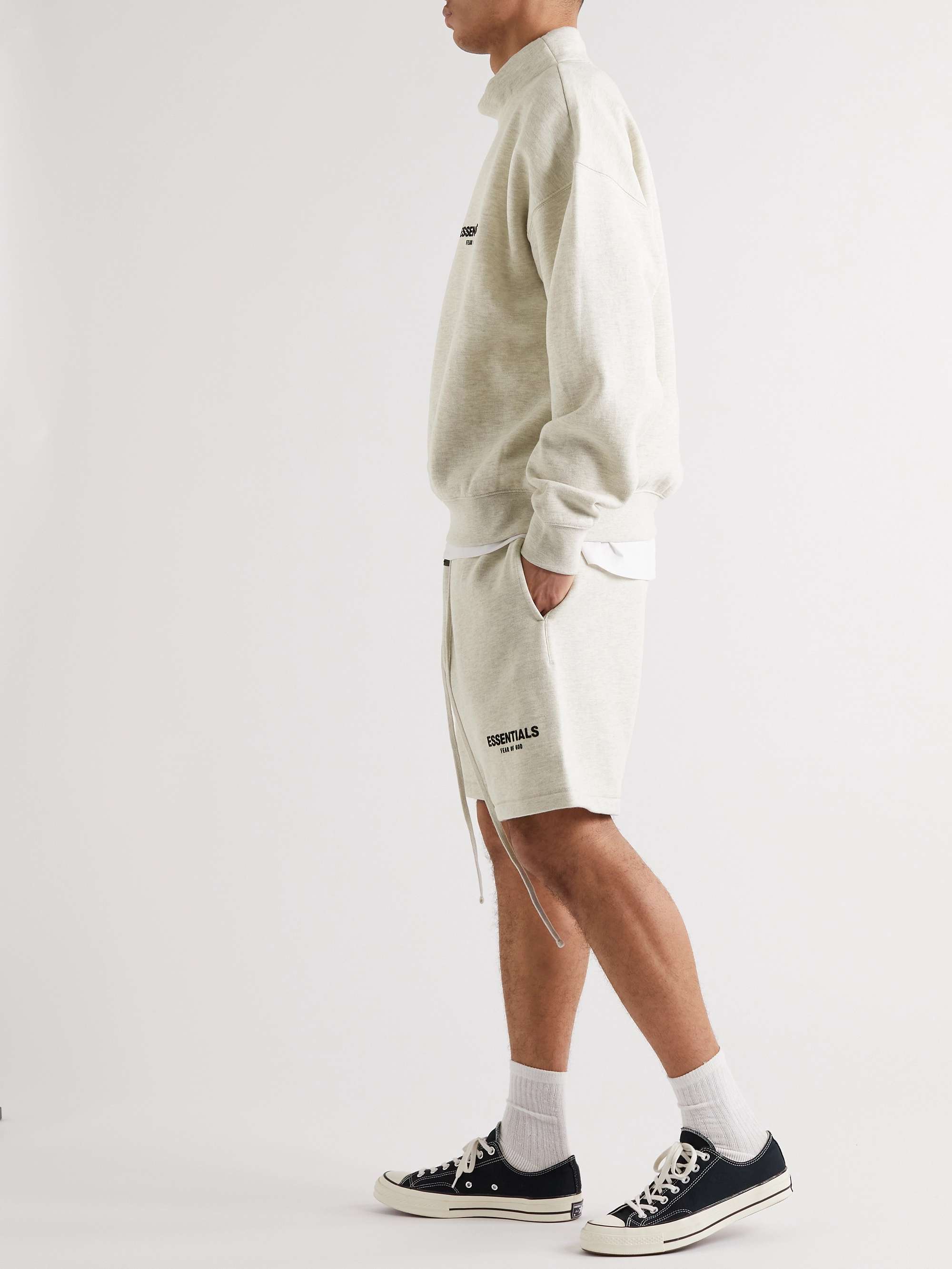 Fear Of God Straight-leg Logo-flocked Cotton-blend Jersey Drawstring Shorts  in Natural for Men