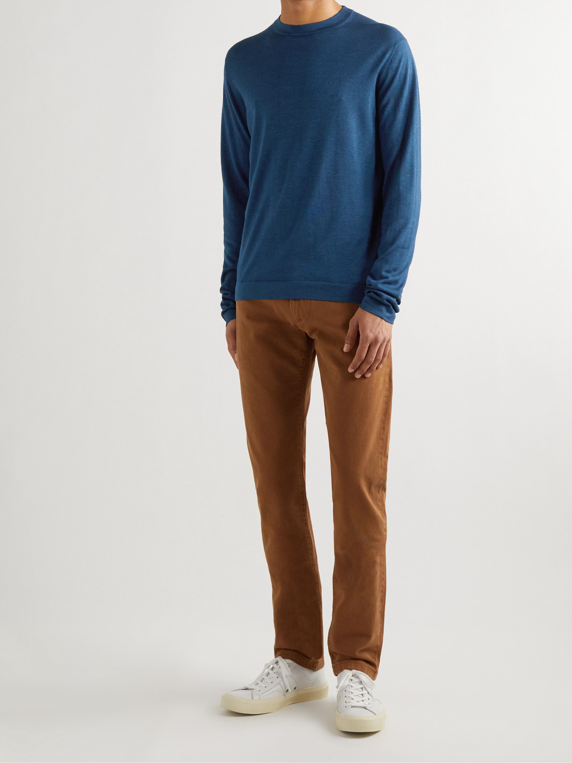 Shop Loro Piana Cashmere And Silk-blend Sweater In Blue