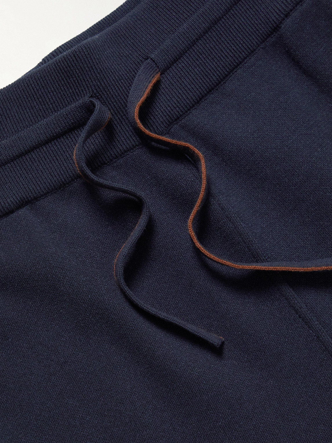 Shop Loro Piana Tapered Cotton-blend Jersey Sweatpants In Blue