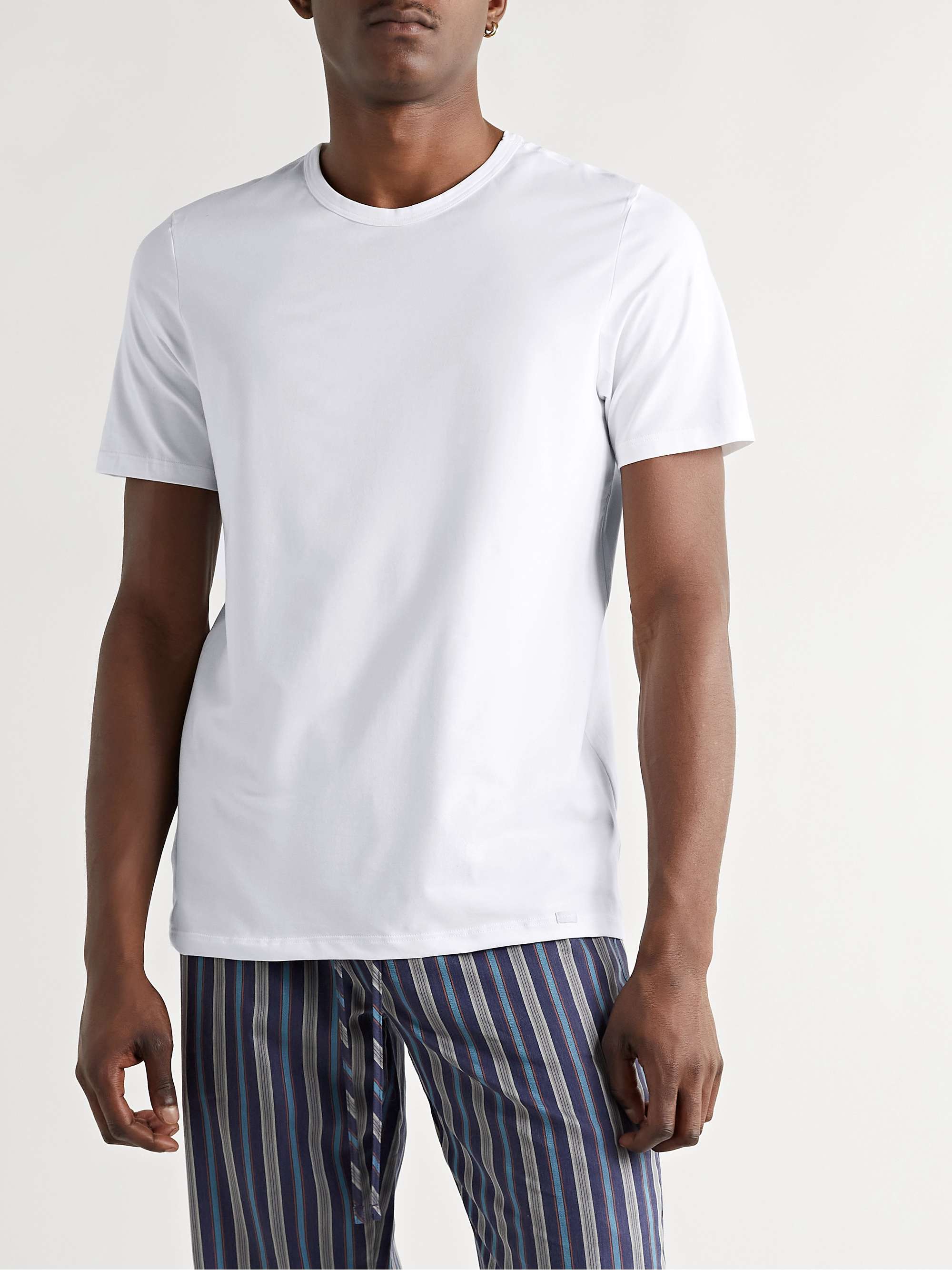 HANRO Two-Pack Slim-Fit Stretch-Cotton Jersey T-Shirts | MR PORTER