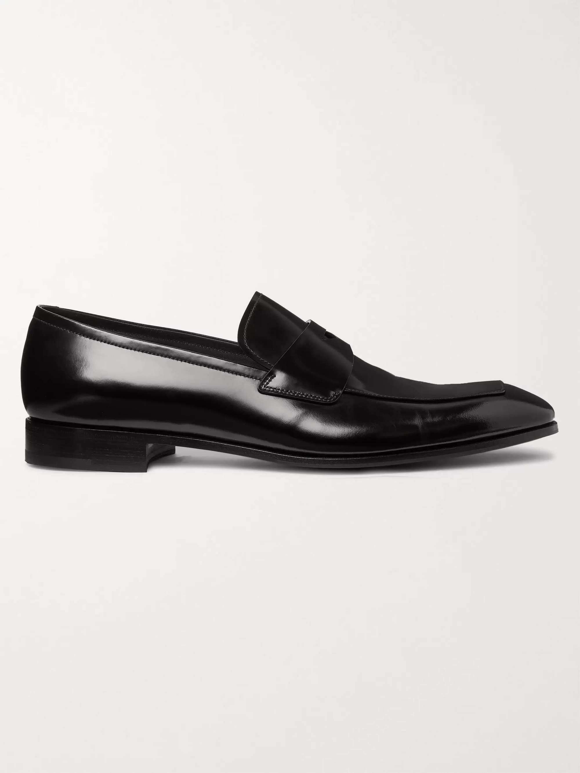 Black Polished-Leather Penny Loafers | PRADA | MR PORTER