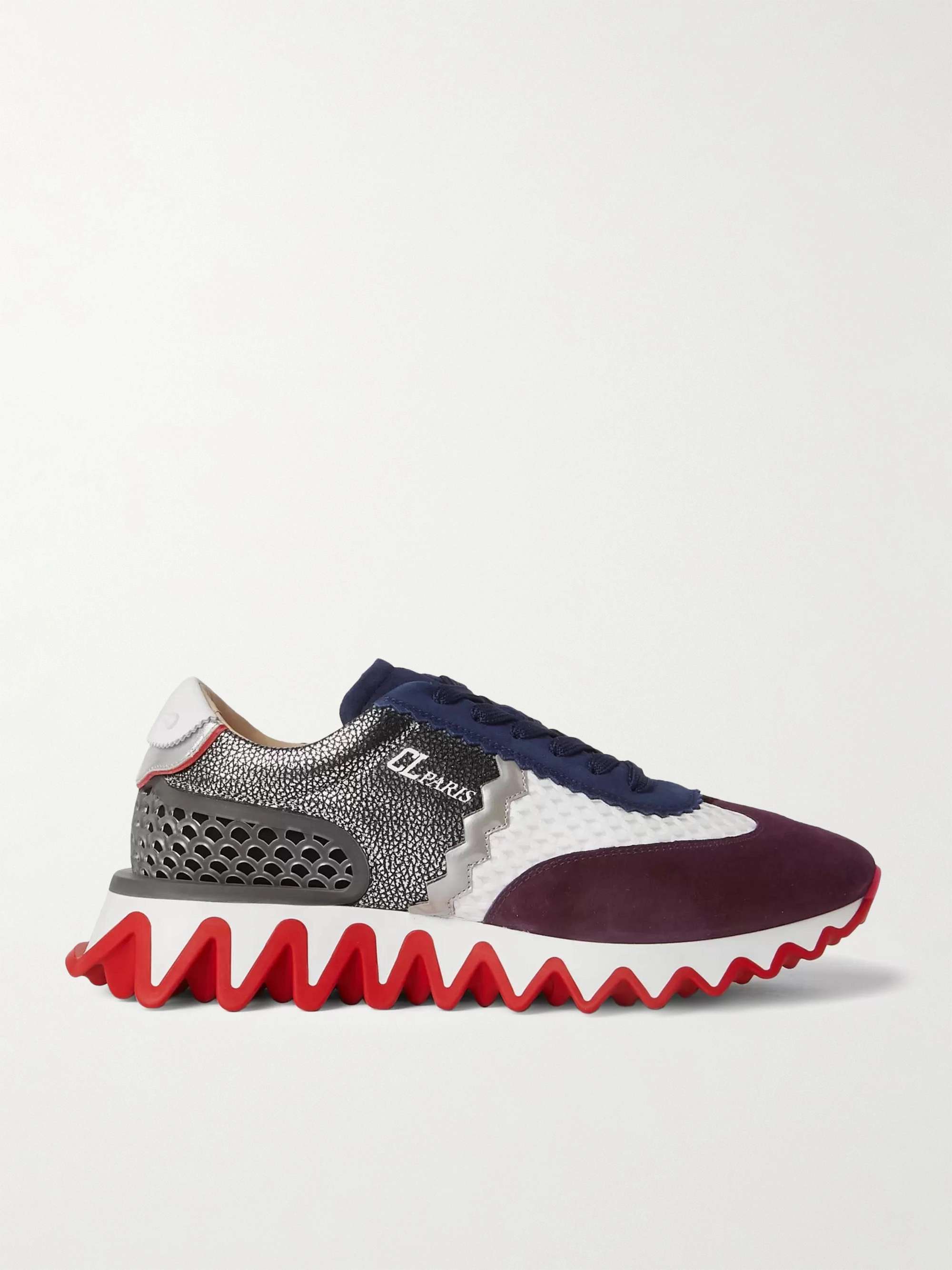 CHRISTIAN LOUBOUTIN Loubishark Suede, Mesh, Rubber and Textured-Leather  Sneakers for Men | MR PORTER