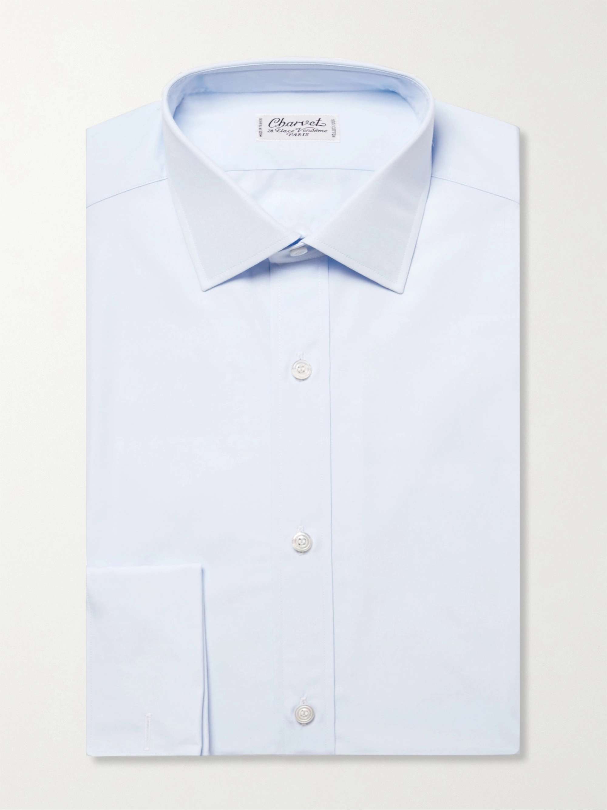 CHARVET Blue Slim-Fit Double Cuff Cotton-Poplin Shirt for Men | MR PORTER
