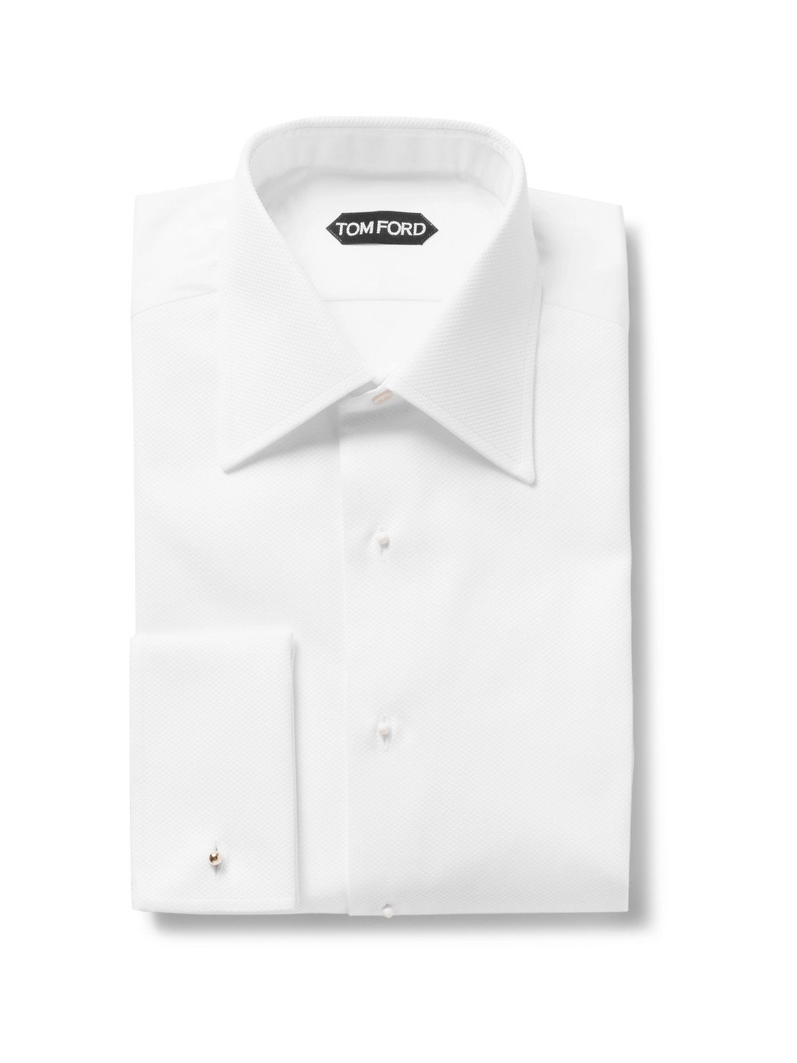 Tom Ford White Slim-fit Bib-front Double-cuff Cotton Tuxedo Shirt