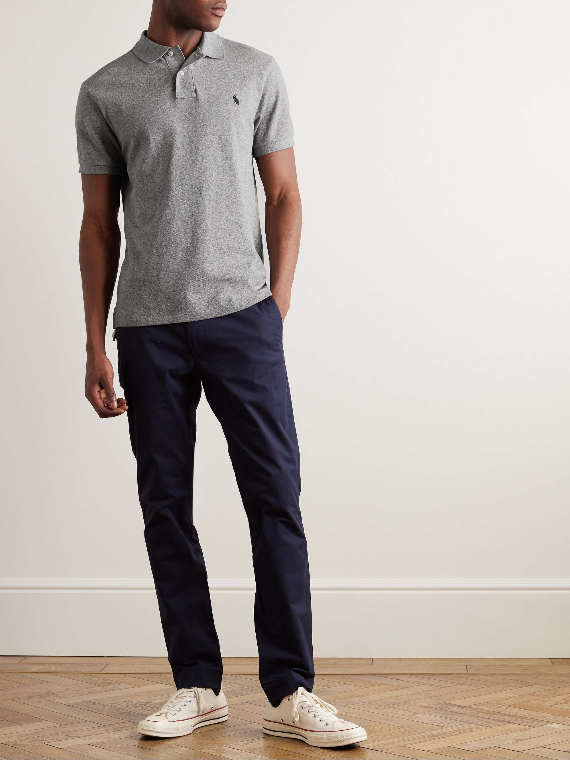 Gray Slim-Fit Mélange Cotton-Piqué Polo Shirt | POLO RALPH LAUREN | MR  PORTER