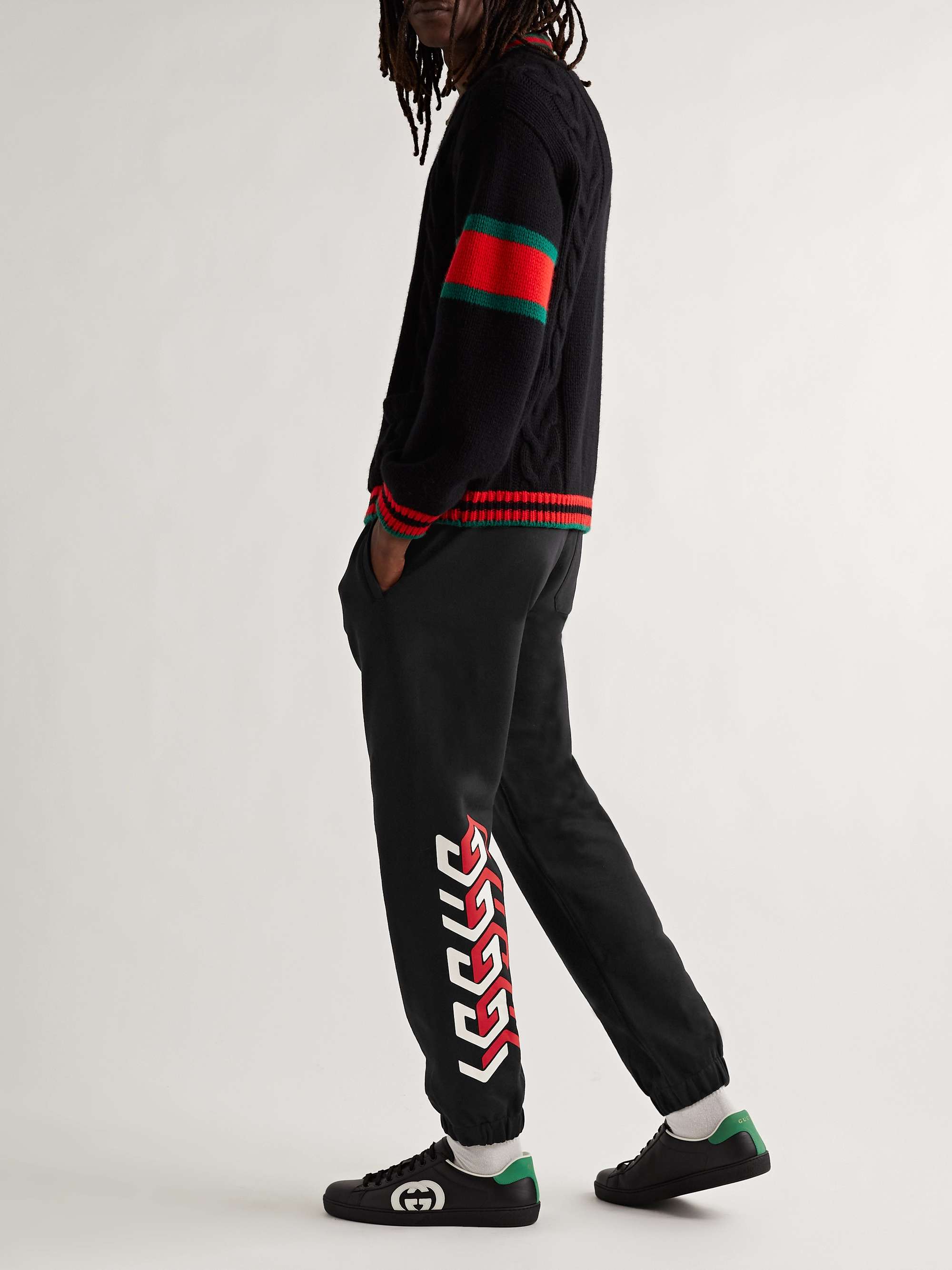 GUCCI Tapered Logo-Print Cotton-Jersey Sweatpants for Men | MR PORTER