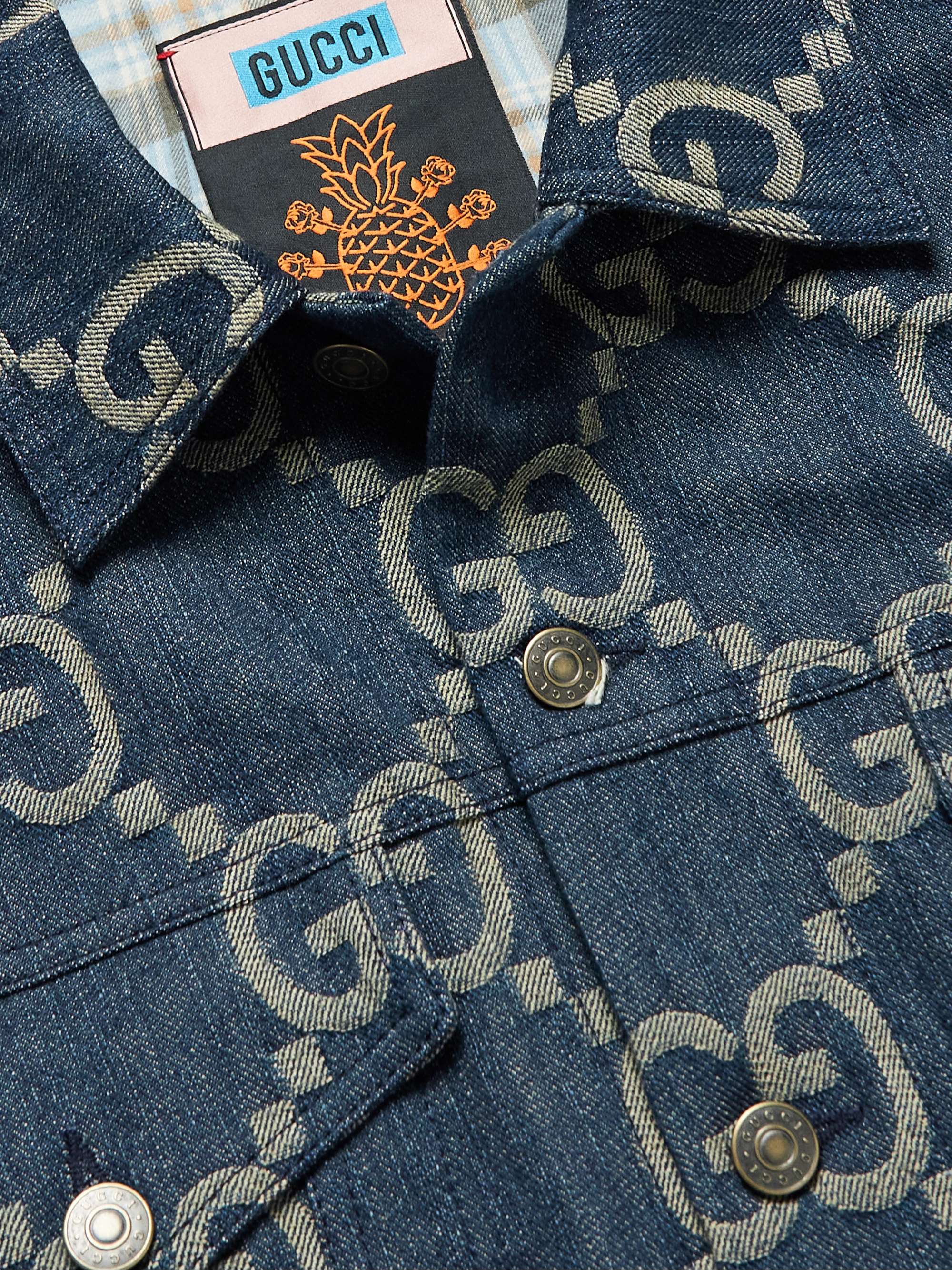 GUCCI Slim-Fit Logo-Jacquard Denim Jacket | MR PORTER