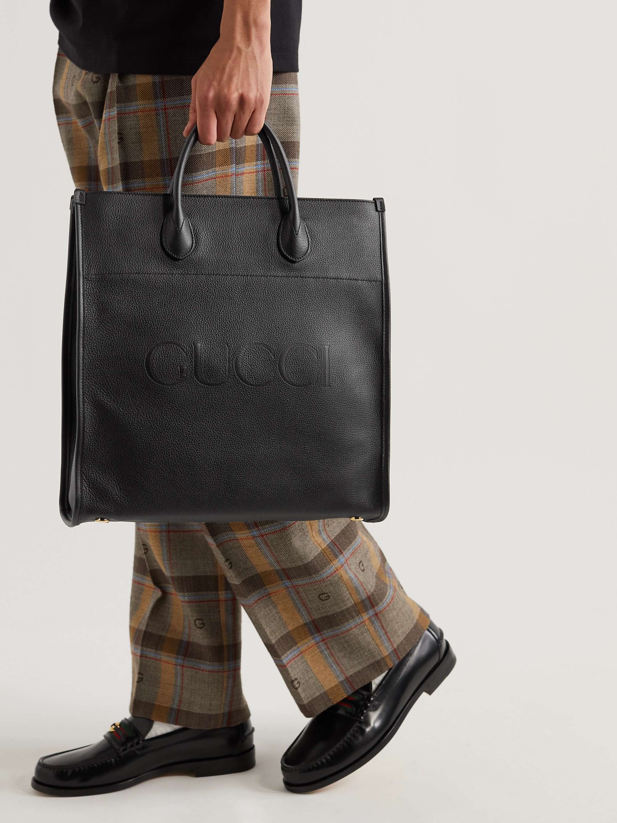 GUCCI Logo-Embossed Full-Grain Leather Tote Bag | MR PORTER
