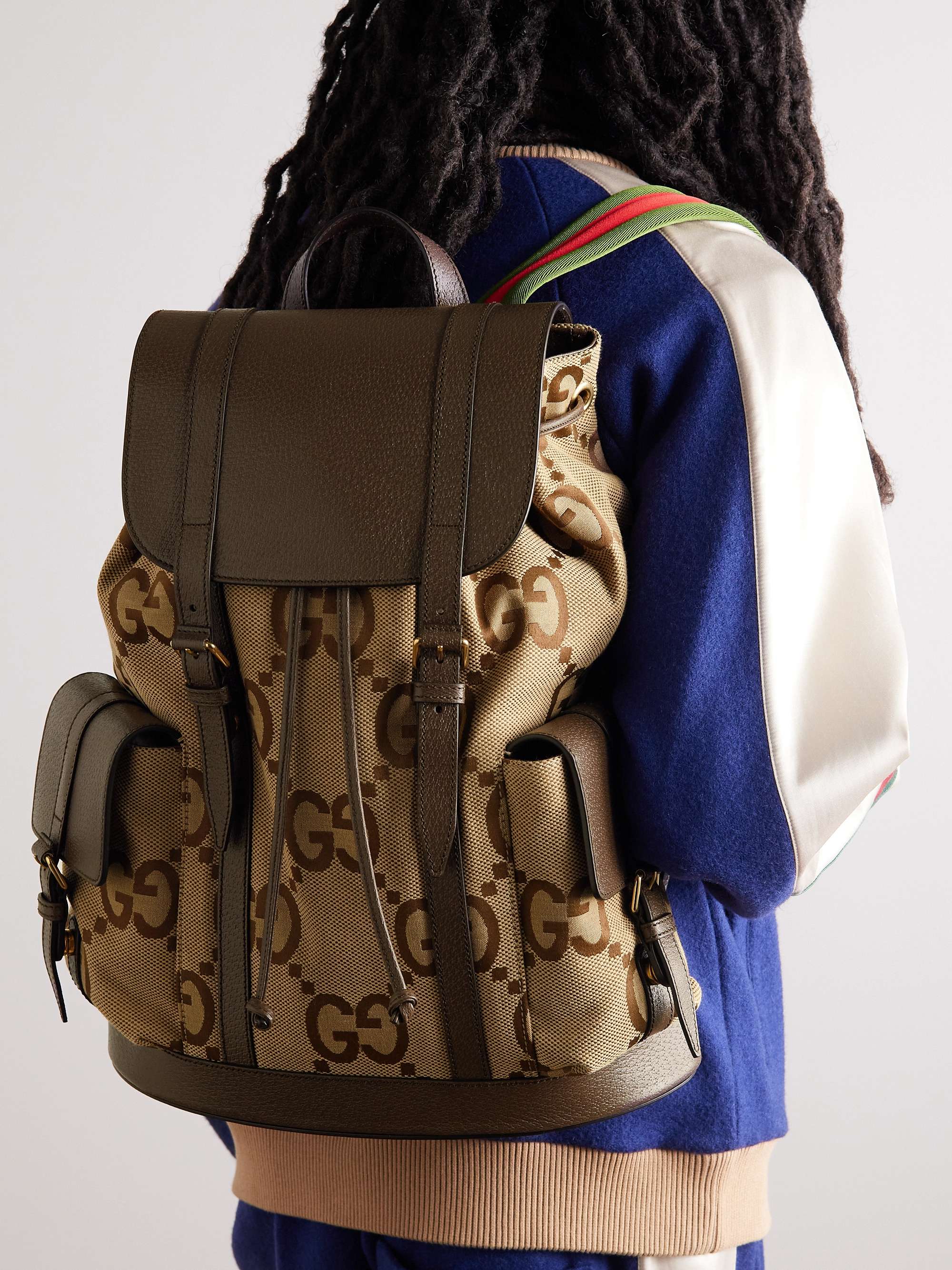 GUCCI Leather-Trimmed Monogrammed Coated-Canvas Backpack for Men | MR PORTER
