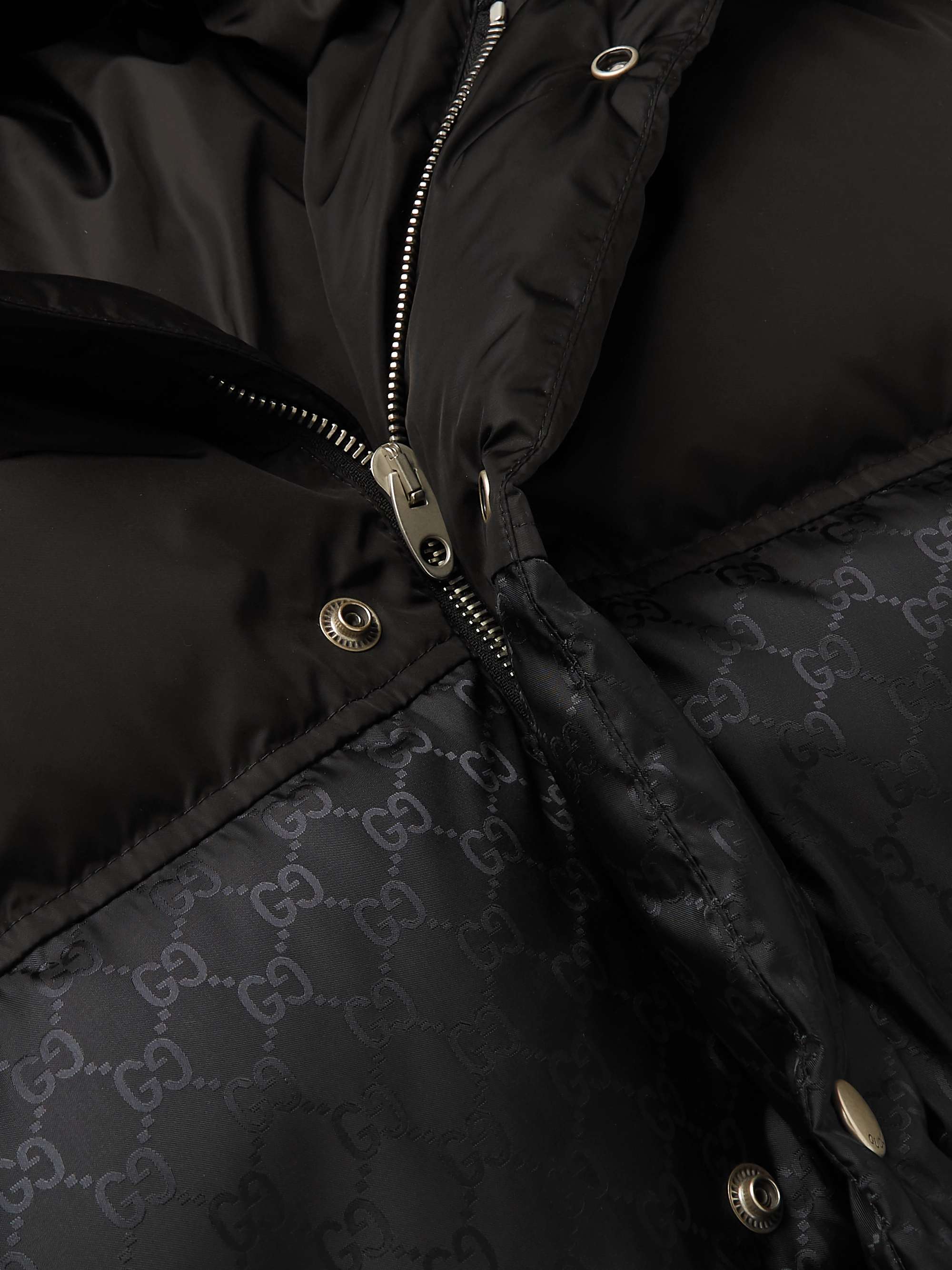 GUCCI Logo-Jacquard Webbing-Trimmed Quilted Shell Hooded Down Jacket | MR  PORTER