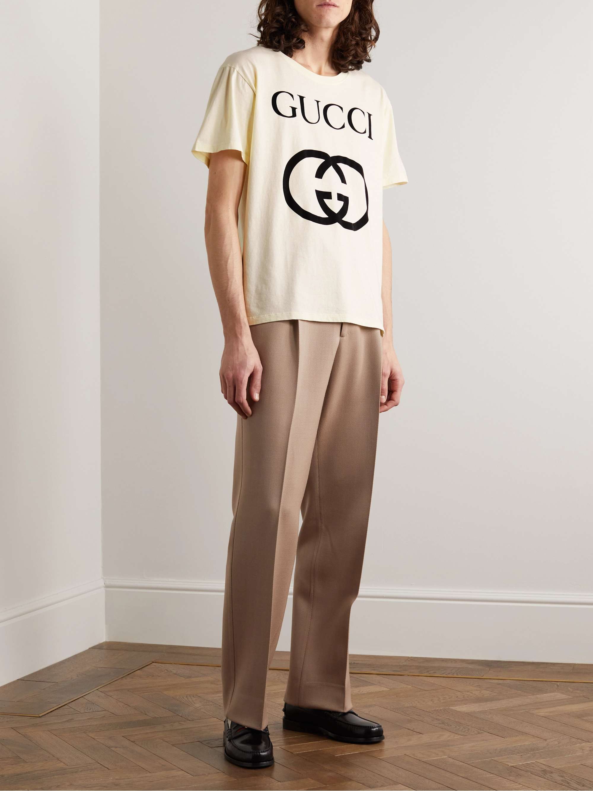 GUCCI Oversized Logo-Print Cotton-Jersey T-Shirt for Men | MR PORTER
