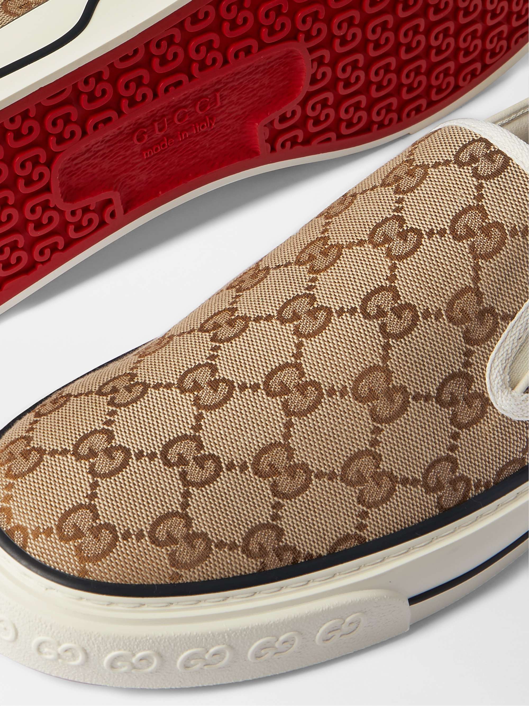 GUCCI Tennis 1977 Monogrammed Canvas Slip-On Sneakers