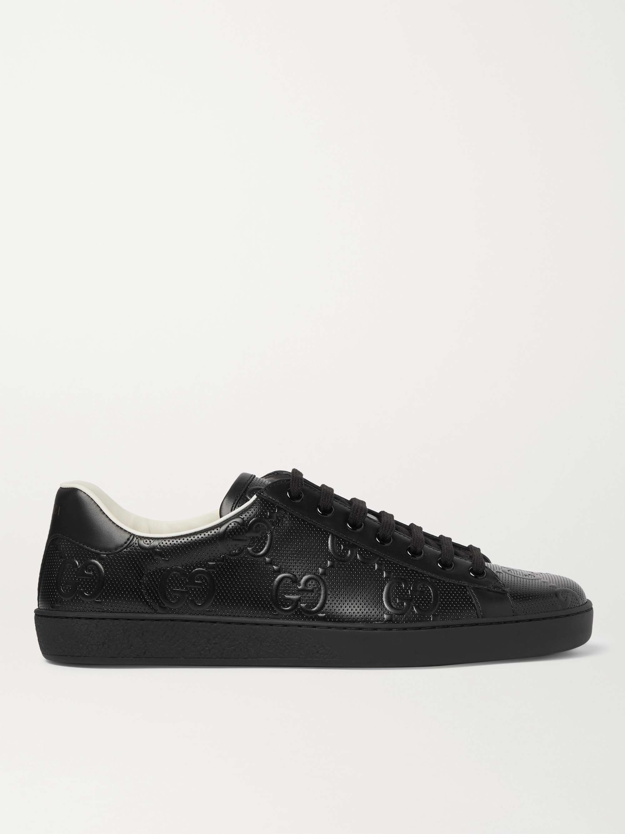 GUCCI Ace Logo-Embossed Perforated Leather Sneakers for Men | MR PORTER