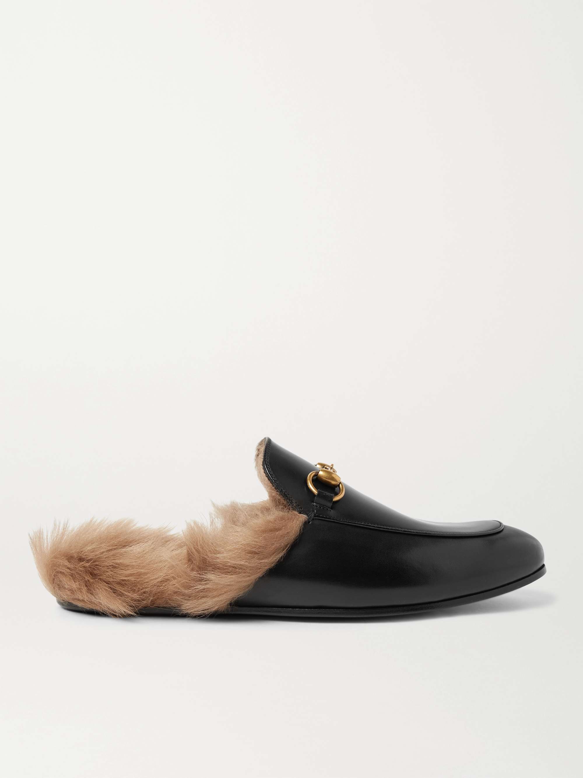 GUCCI Princetown Horsebit Shearling-Lined Leather Backless Loafers for Men  | MR PORTER