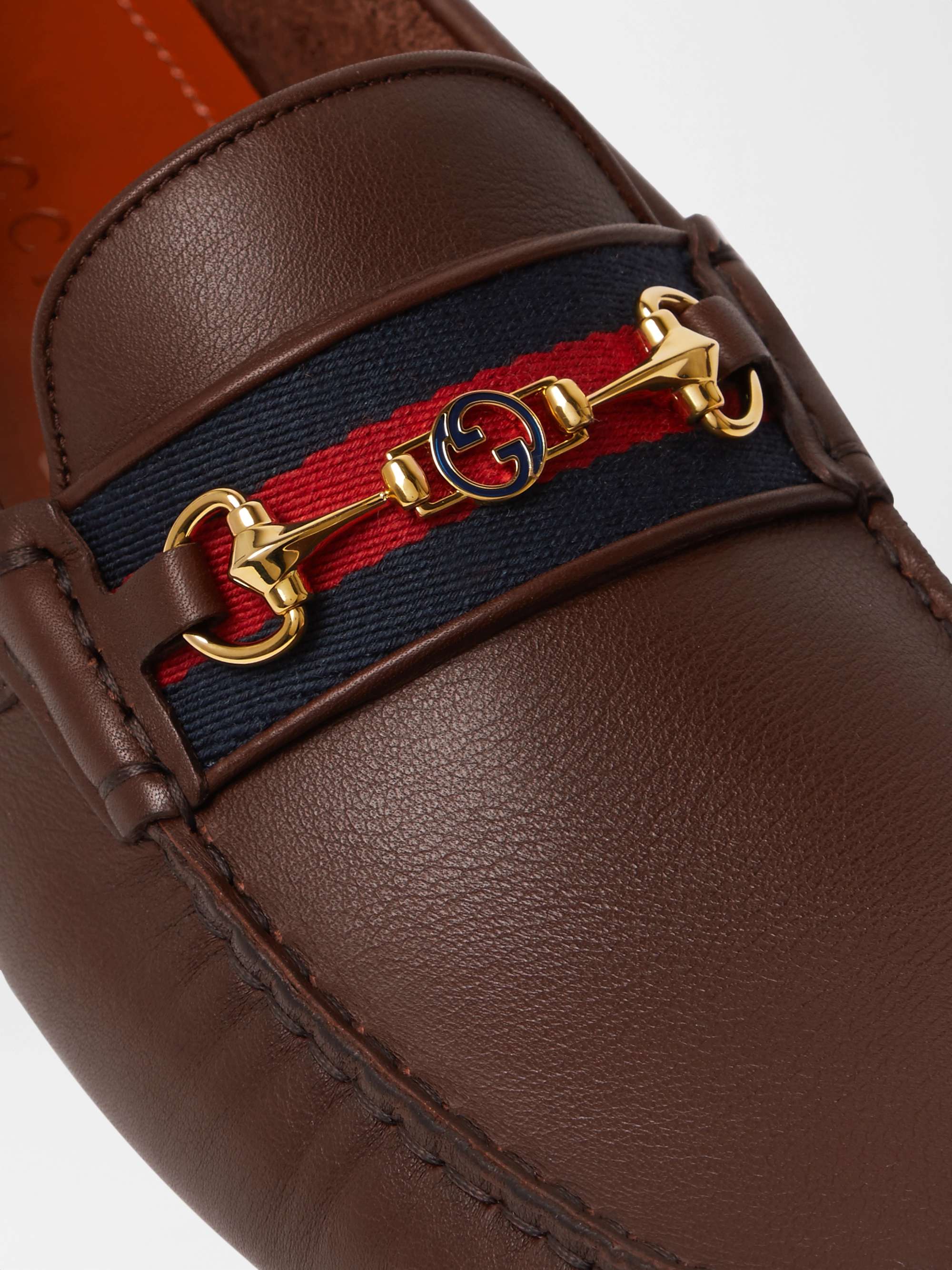GUCCI Ayrton Webbing-Trimmed Horsebit Leather Driving Shoes for Men | MR  PORTER