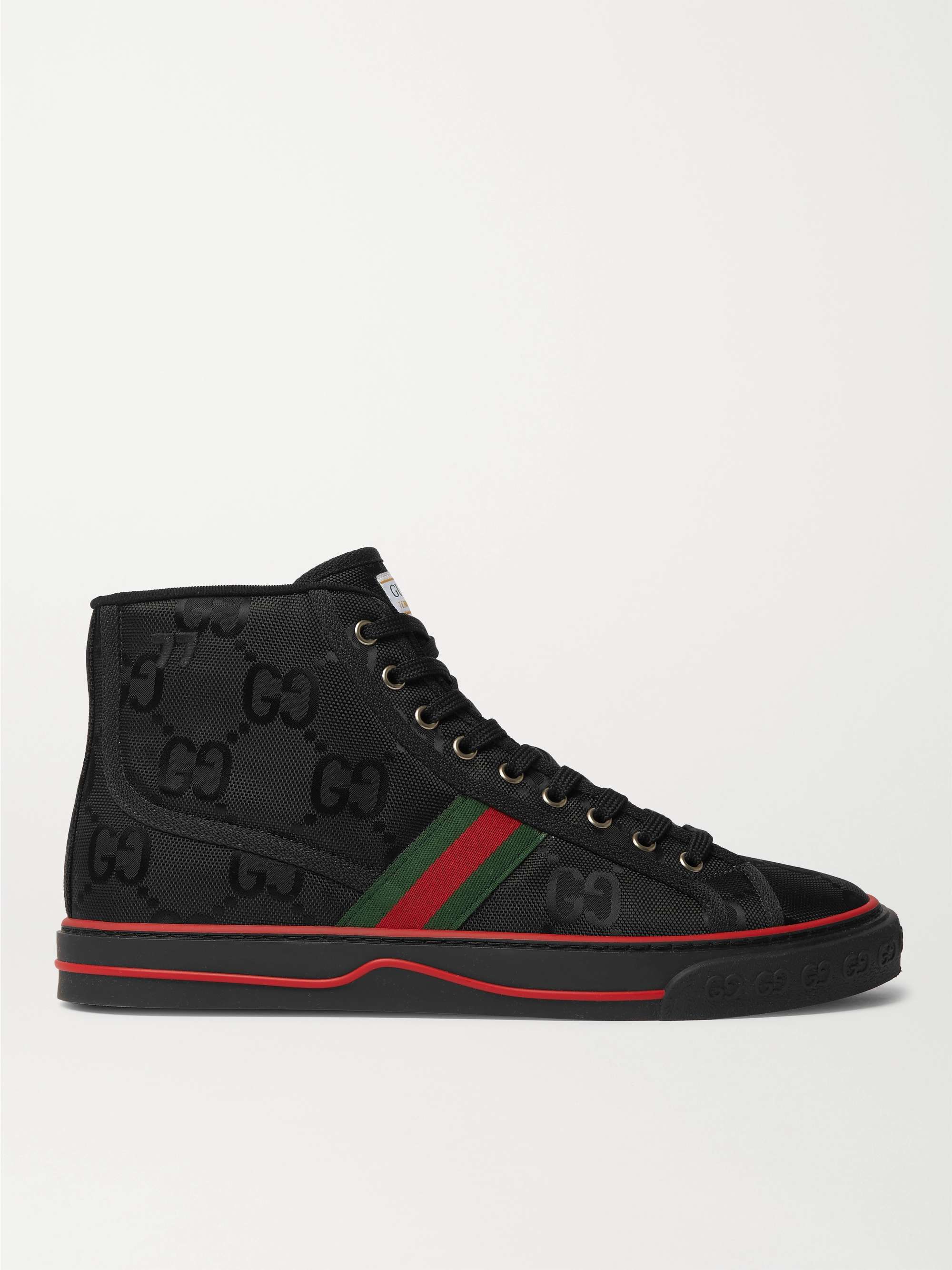 Gucci Mac80 Leather and logo-embroidered Mesh High-Top Sneakers - Men - Black Sneakers - UK 11