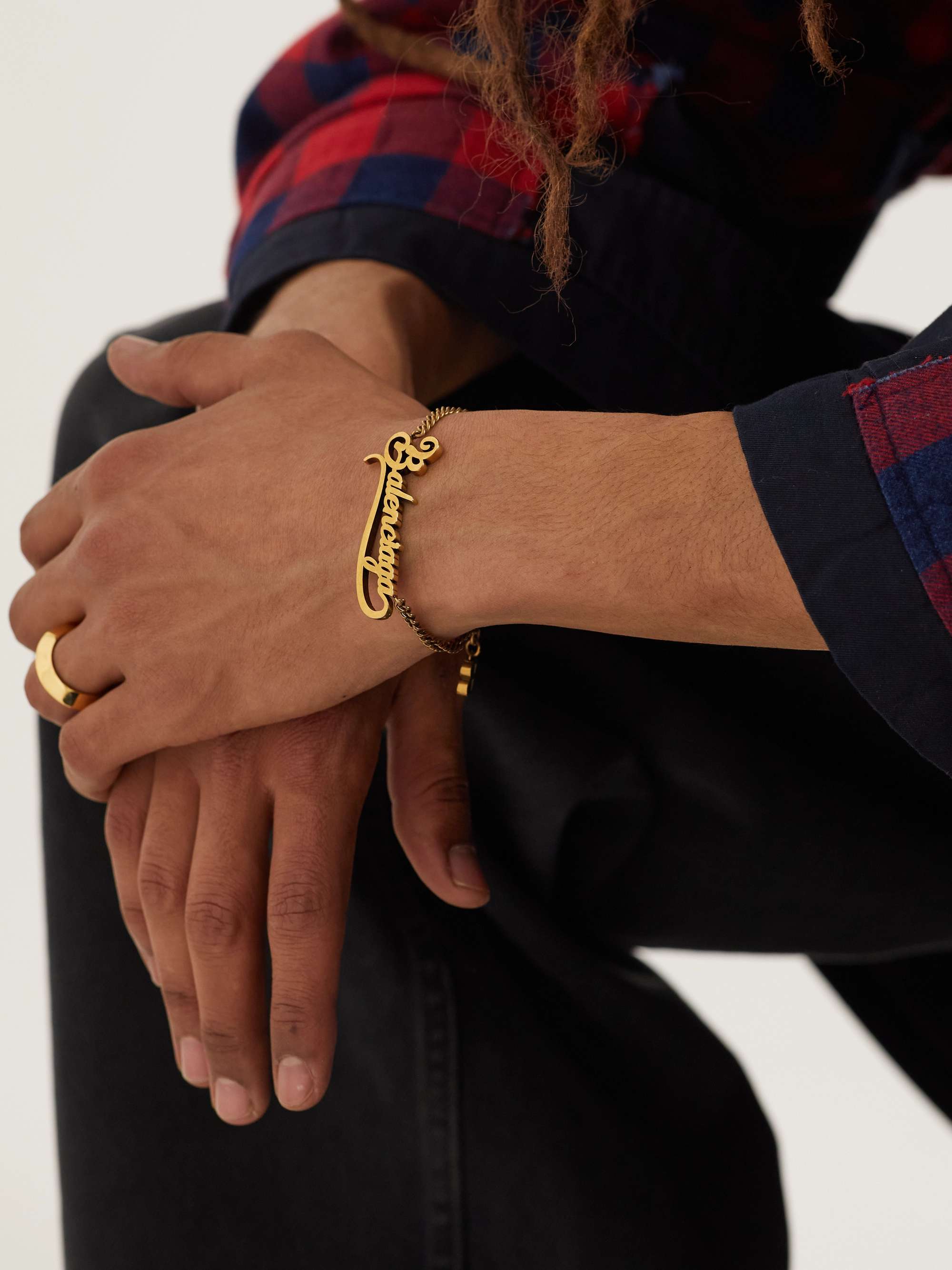 BALENCIAGA Logo-Detailed Gold-Tone Bracelet for Men | MR PORTER