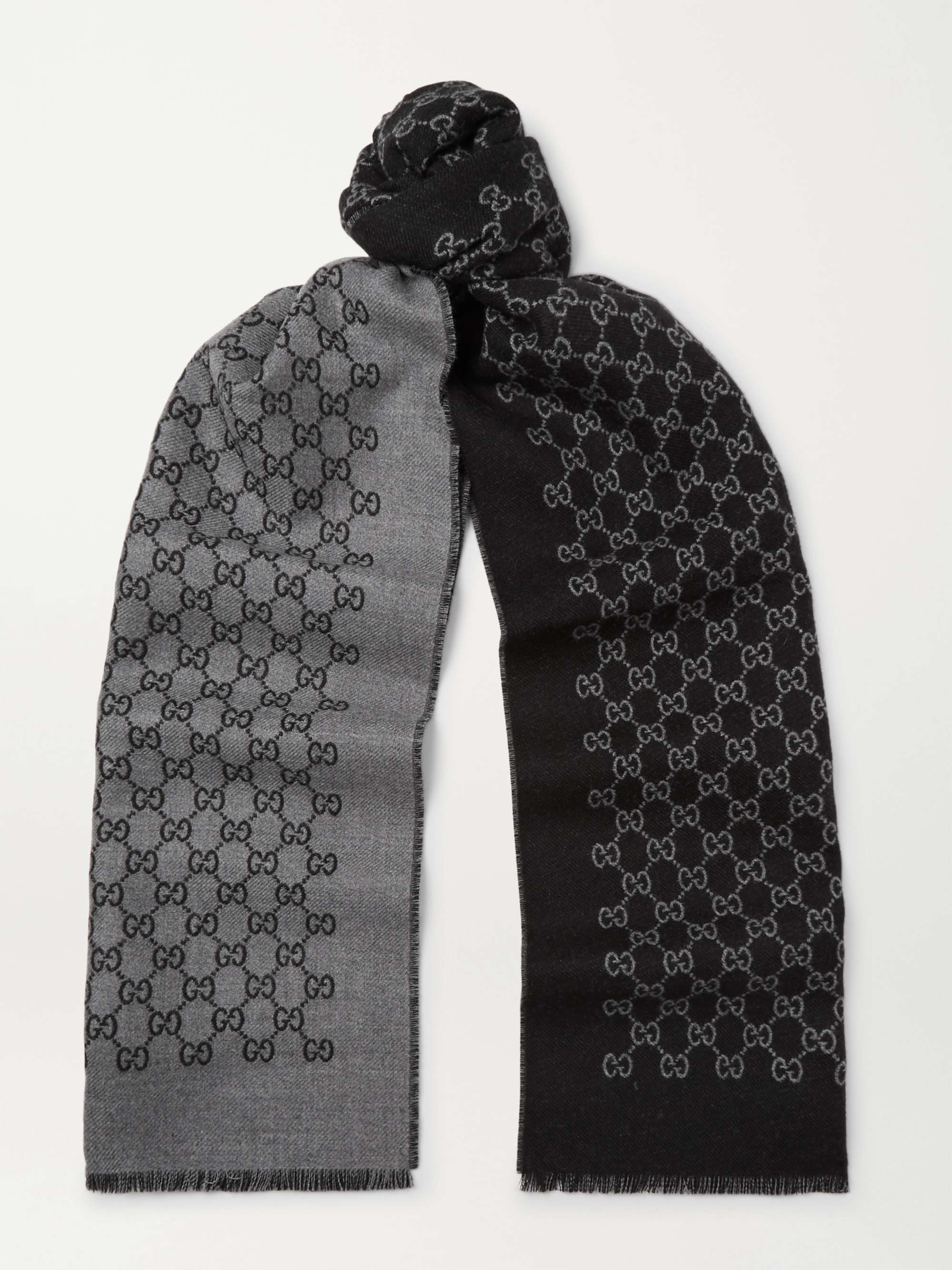 GUCCI Reversible Logo-Print Wool Scarf for Men