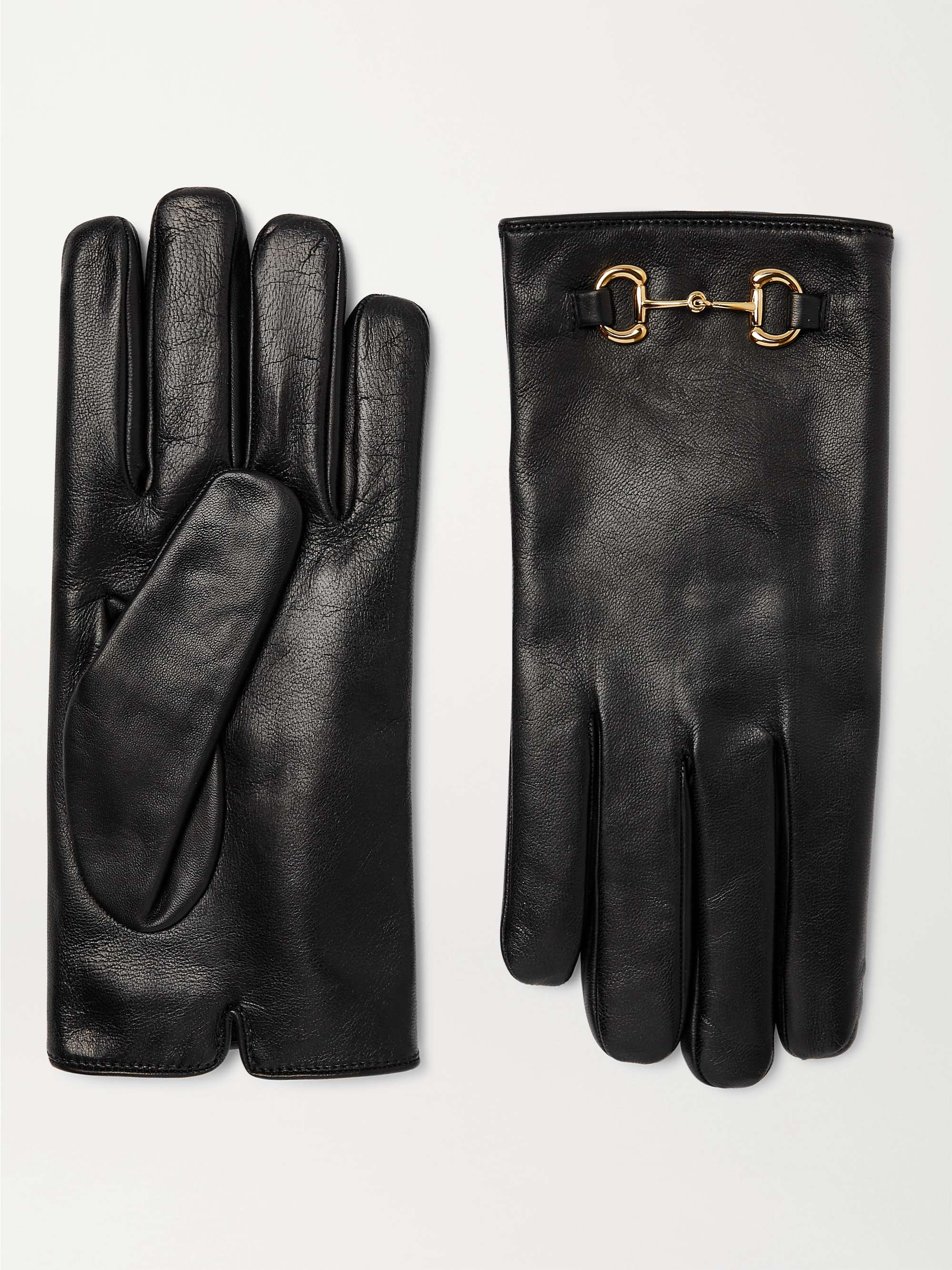 GUCCI Horsebit Cashmere-Lined Leather Gloves | MR PORTER