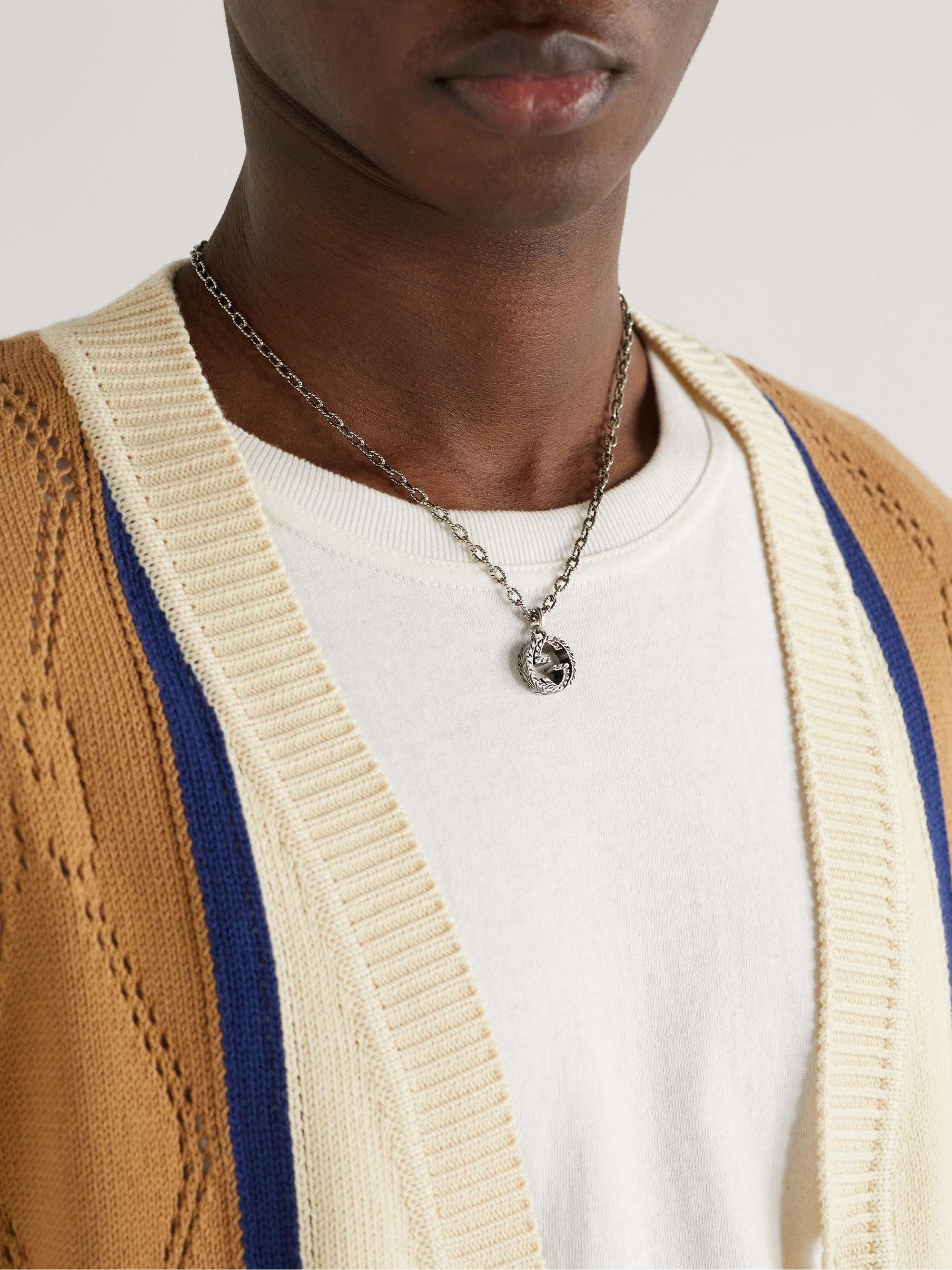 GUCCI Burnished Silver Pendant Necklace for Men | MR PORTER