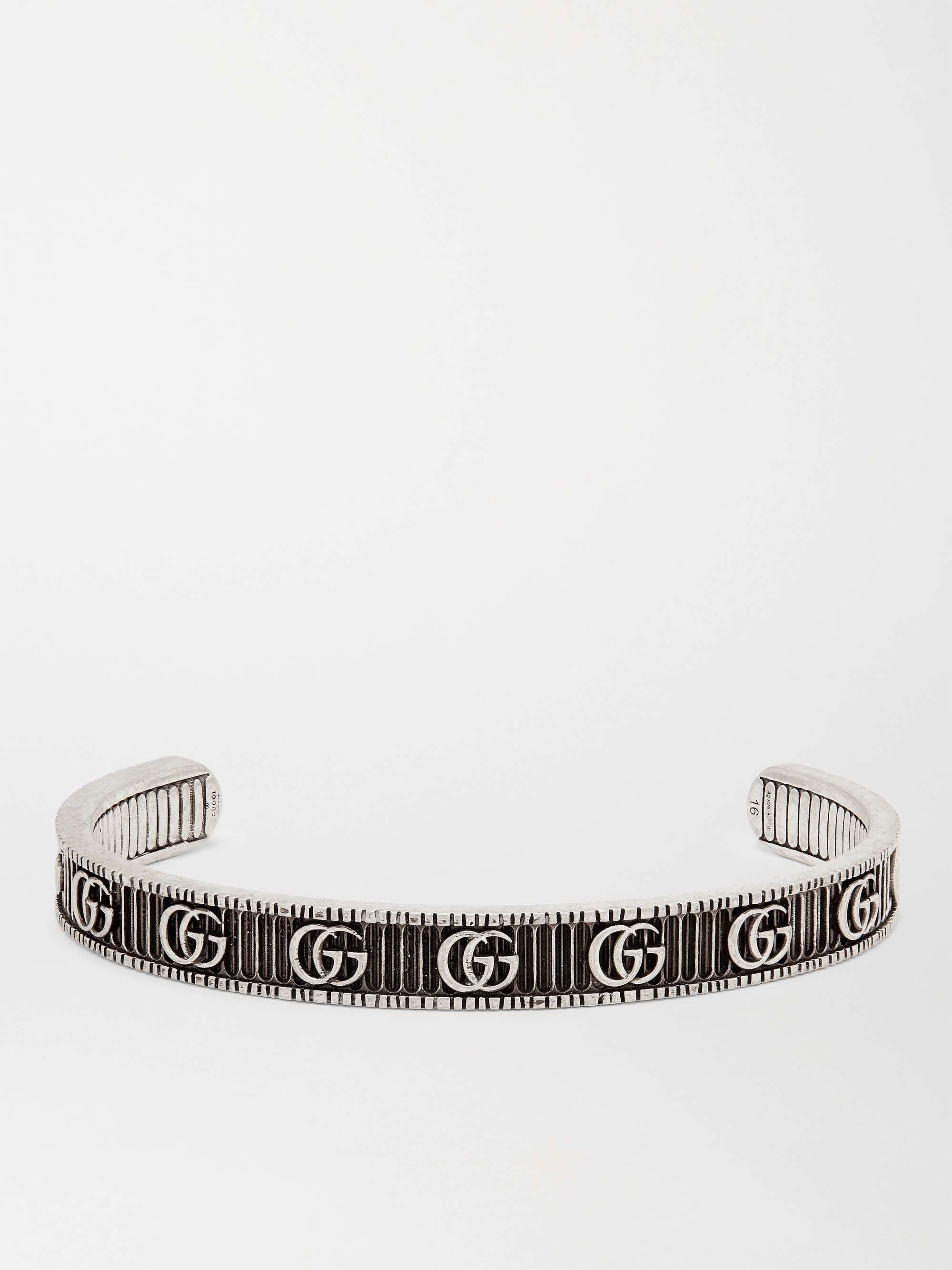 GUCCI Engraved Burnished Sterling Silver Cuff | MR PORTER