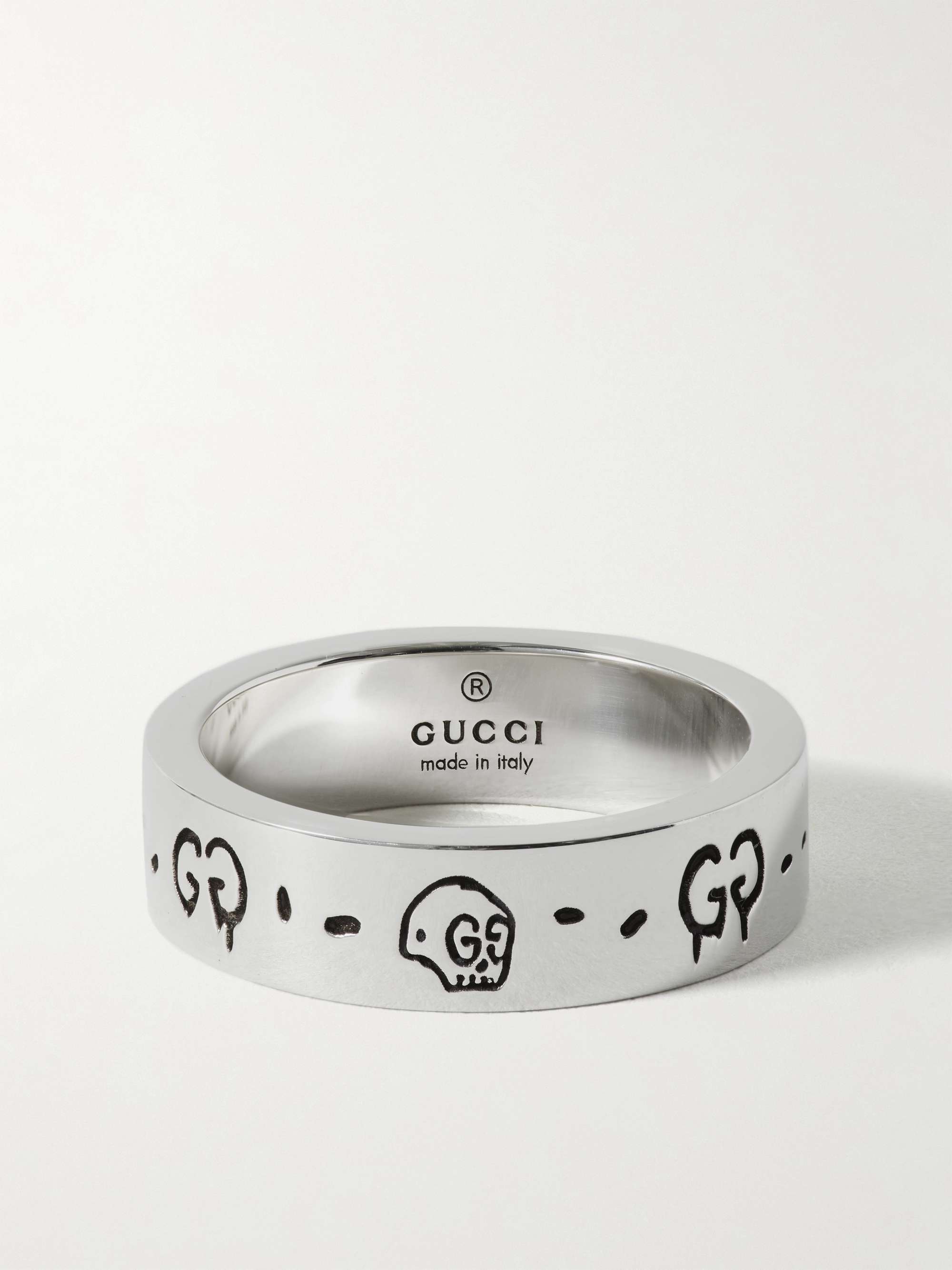 GUCCI Logo-Engraved Silver Ring for Men | MR PORTER