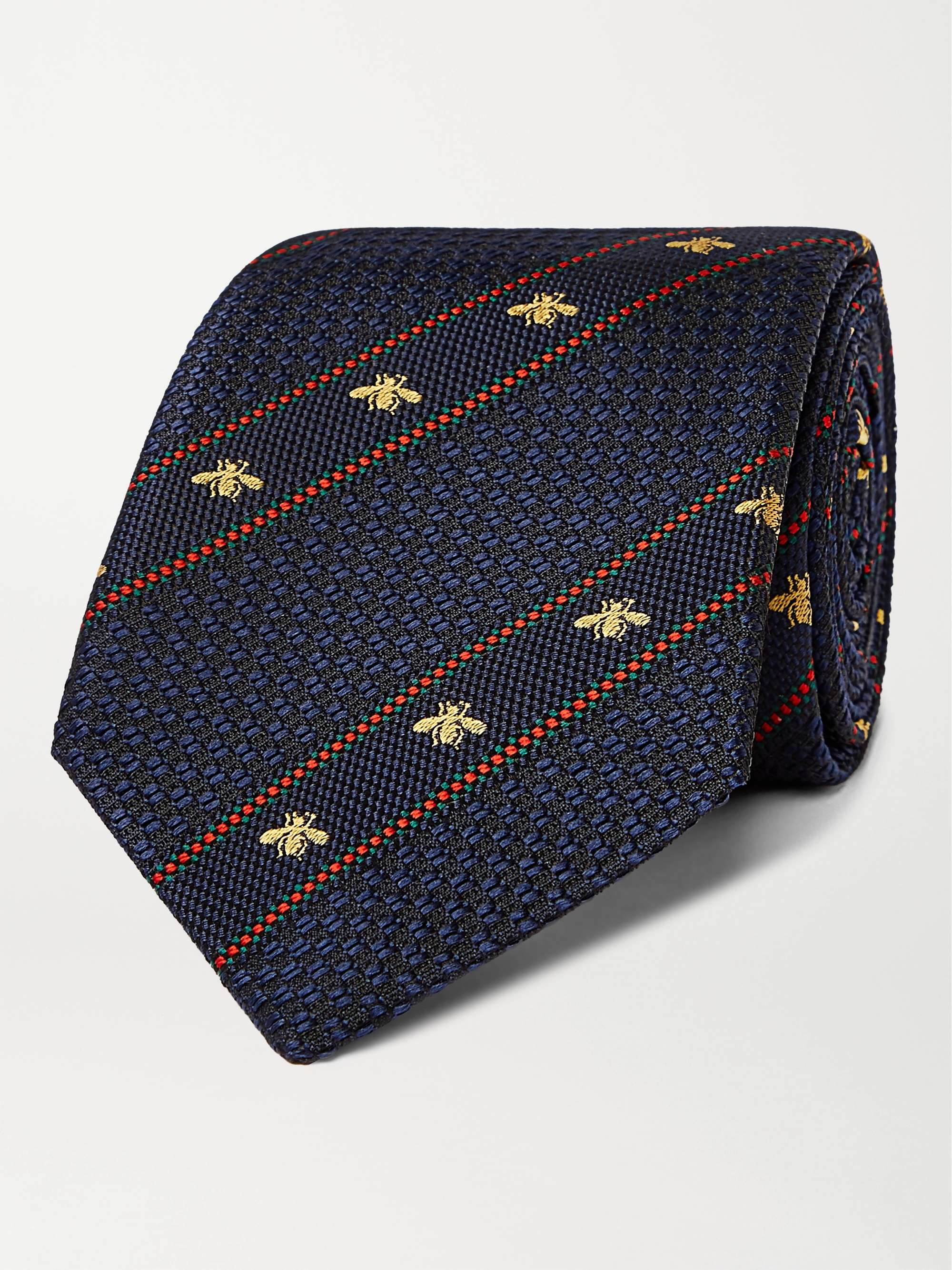 Blue 7cm Logo-Detailed Striped Silk-Jacquard Tie | GUCCI | MR PORTER
