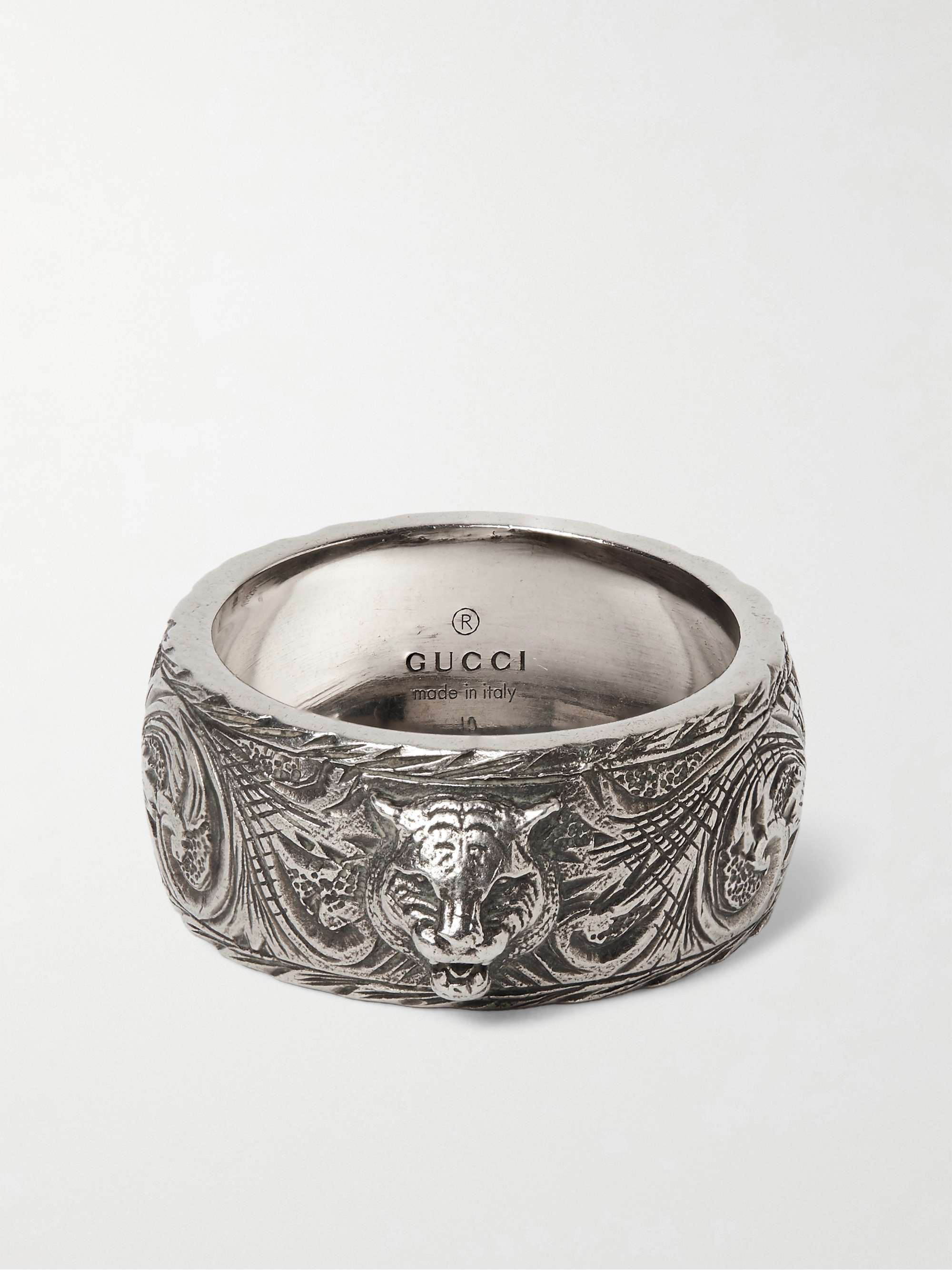 GUCCI Engraved Silver Ring | MR PORTER
