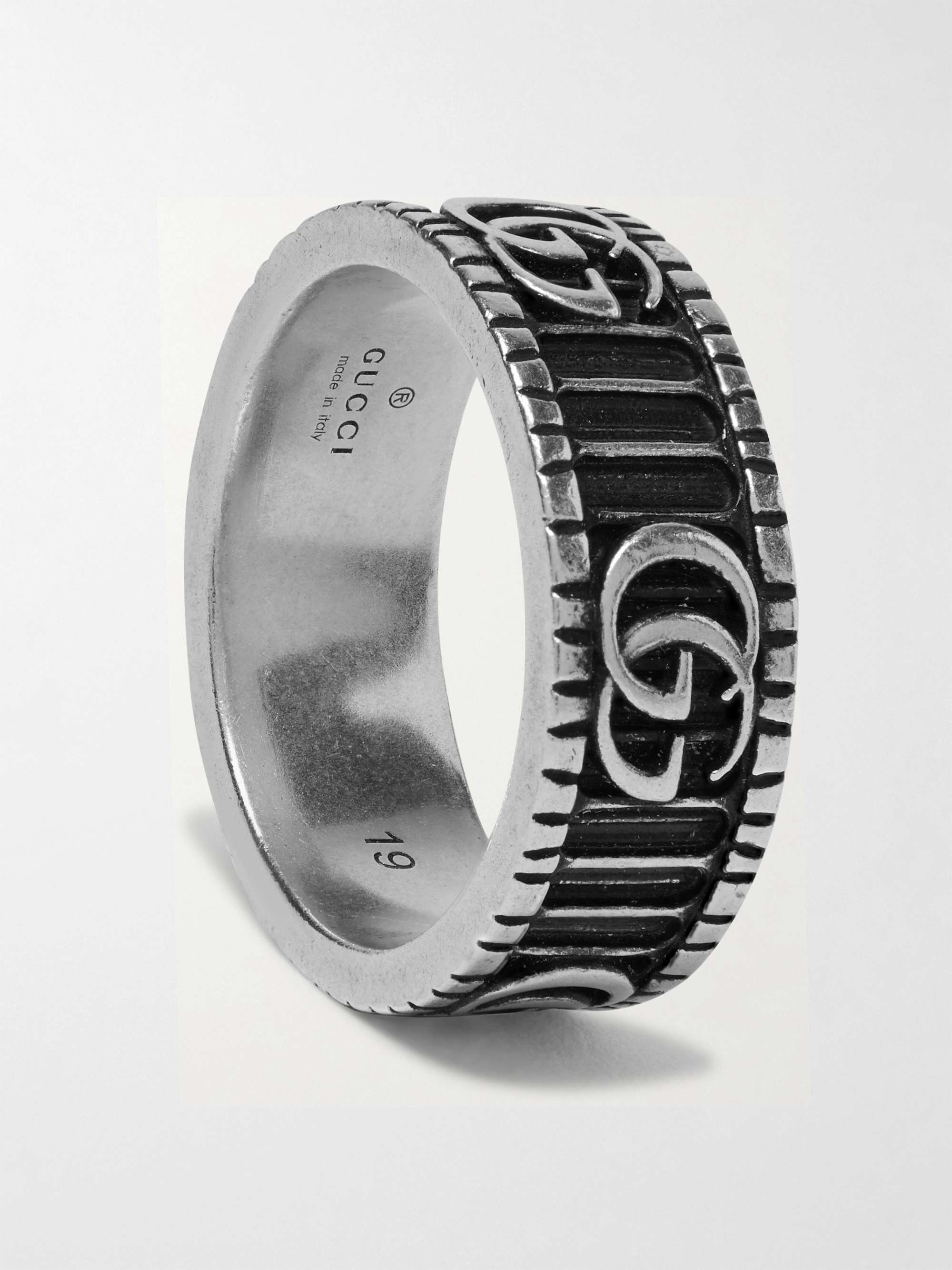 GUCCI Engraved Silver Ring for Men | MR PORTER
