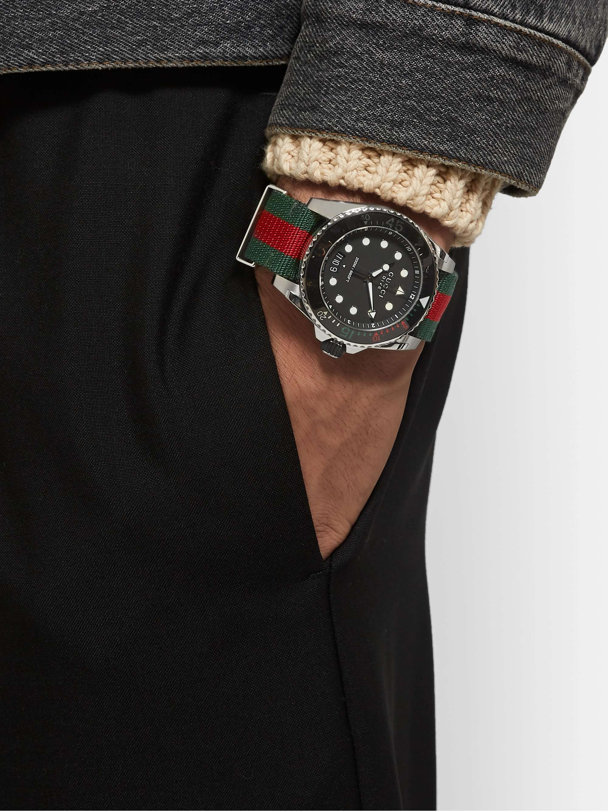 GUCCI Gucci Dive 45mm Stainless Steel and Webbing Watch | MR PORTER