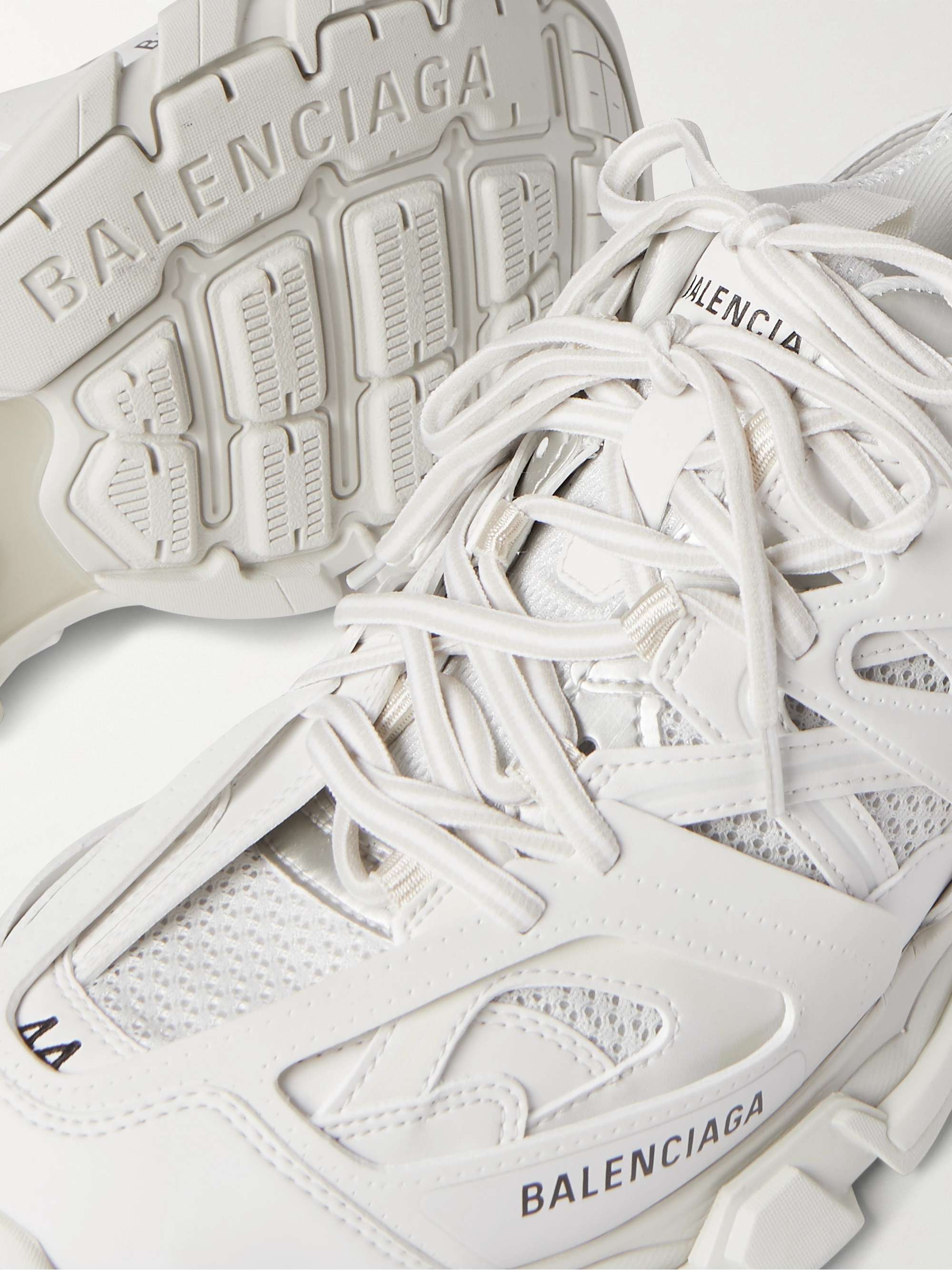 White Track Nylon, Mesh and Rubber Sneakers | BALENCIAGA | MR PORTER