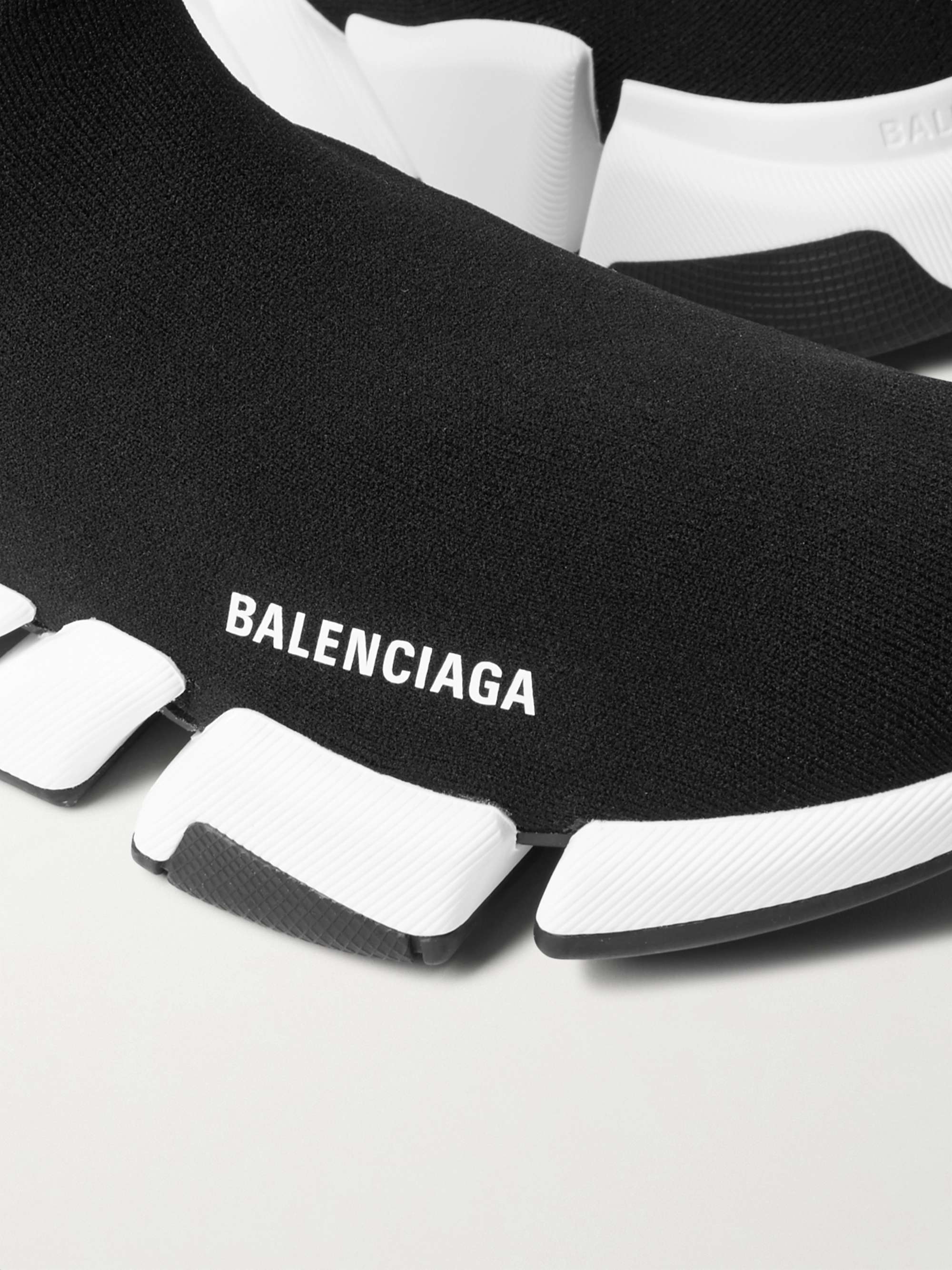 BALENCIAGA Speed 2.0 Logo-Print Stretch-Knit Slip-On Sneakers | MR PORTER