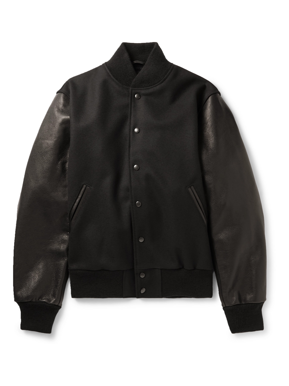 Golden Bear The Albany Wool-blend And Leather Bomber Jacket In Black